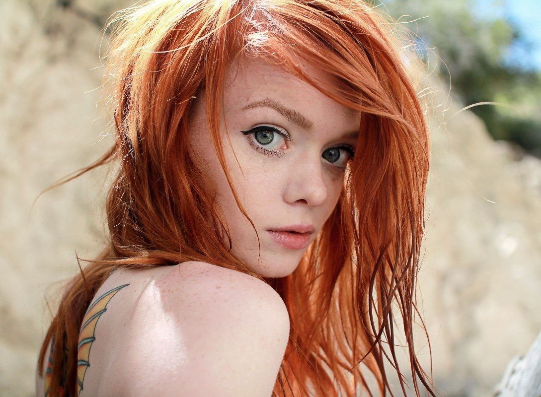 People 1089x800 Lass Suicide Suicide Girls redhead women face green eyes tattoo bare shoulders pornstar women outdoors outdoors looking at viewer Scottish Women scottish British British women