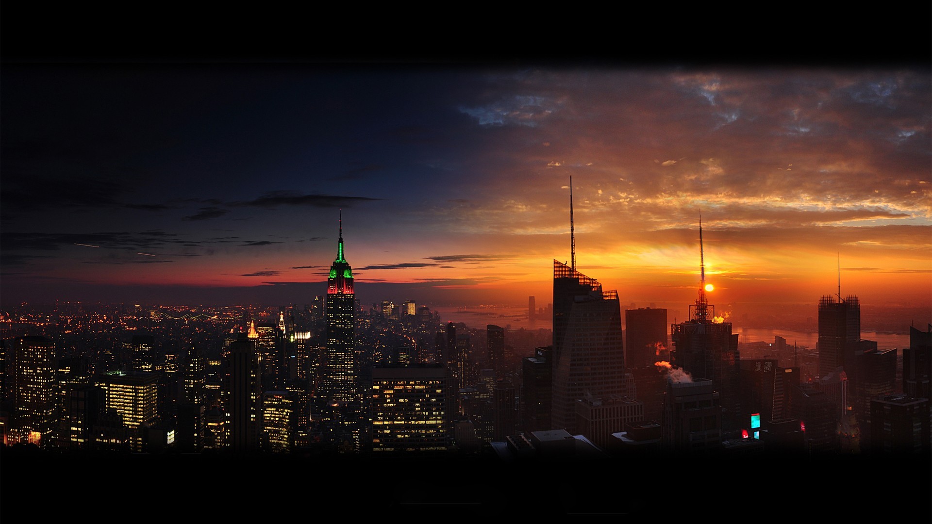 General 1920x1080 cityscape New York City Empire State Building USA city lights panorama sky sunlight