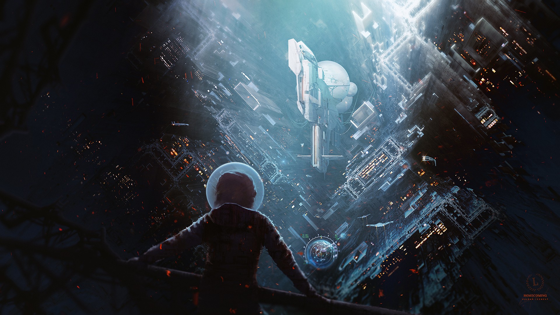 General 1920x1080 futuristic Kuldar Leement science fiction artwork astronaut space spaceship futuristic city