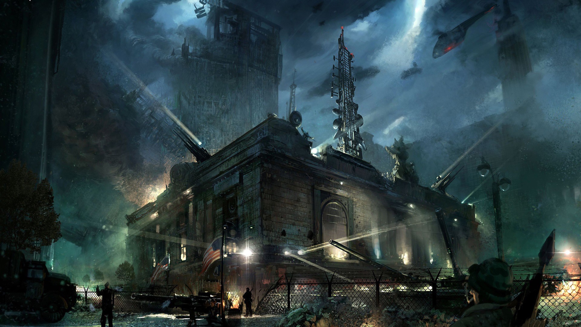 General 1920x1080 apocalyptic futuristic dark artwork Crysis 2 video games video game art