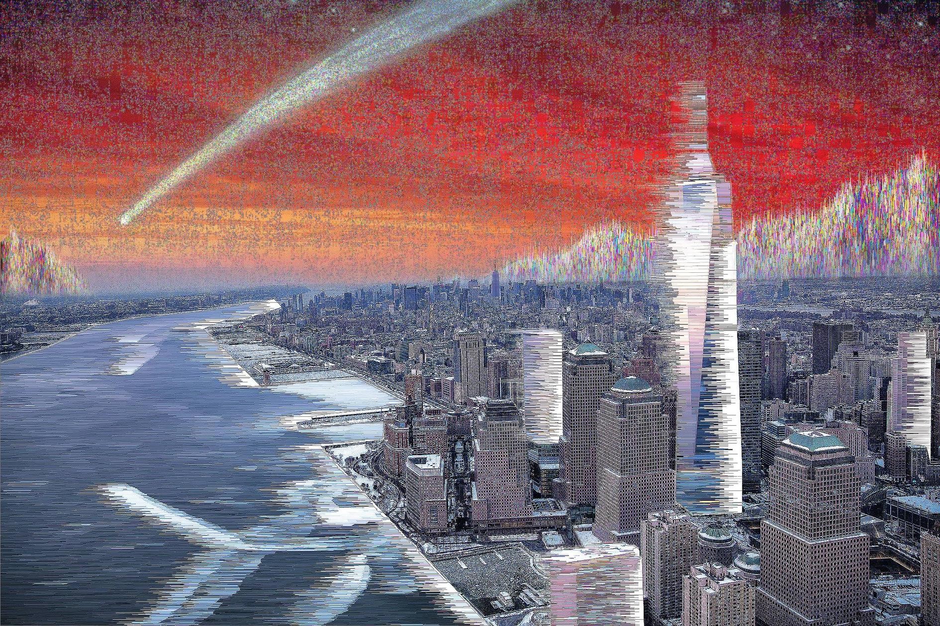 General 1890x1260 glitch art New York City pixel sorting city USA artwork cityscape sky