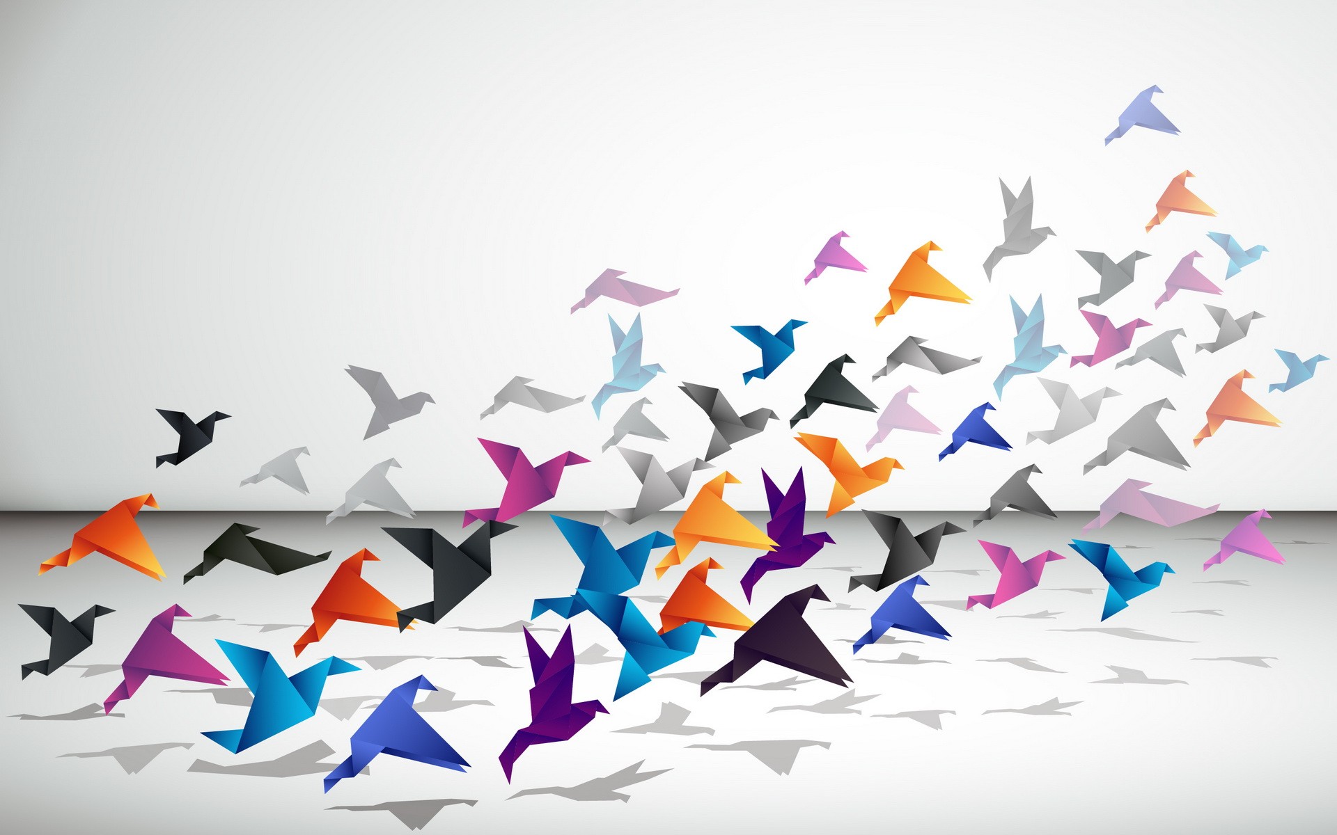 General 1920x1200 paper birds minimalism origami paper cranes digital art simple background