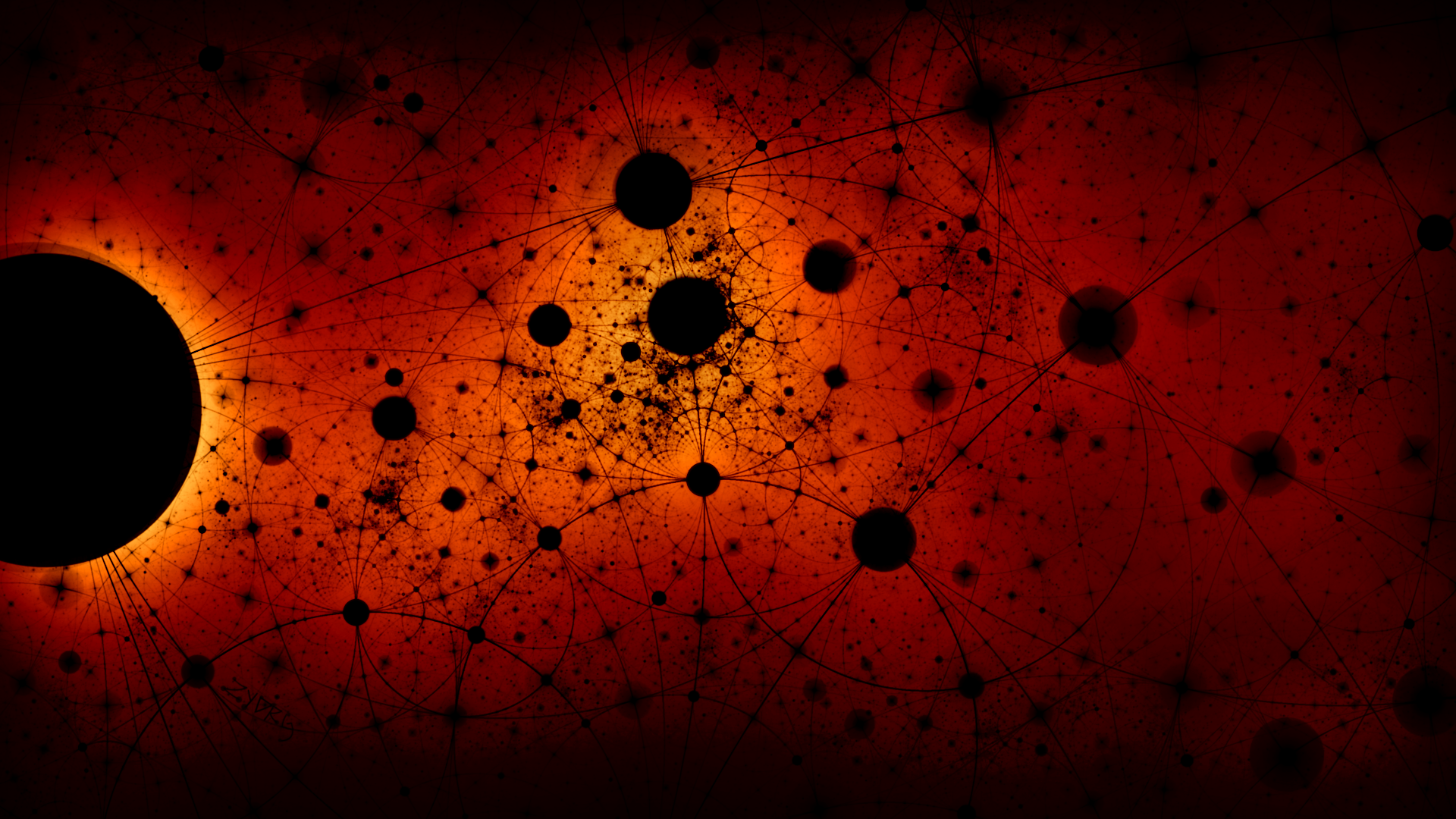 General 1920x1080 abstract fractal circle digital art red background