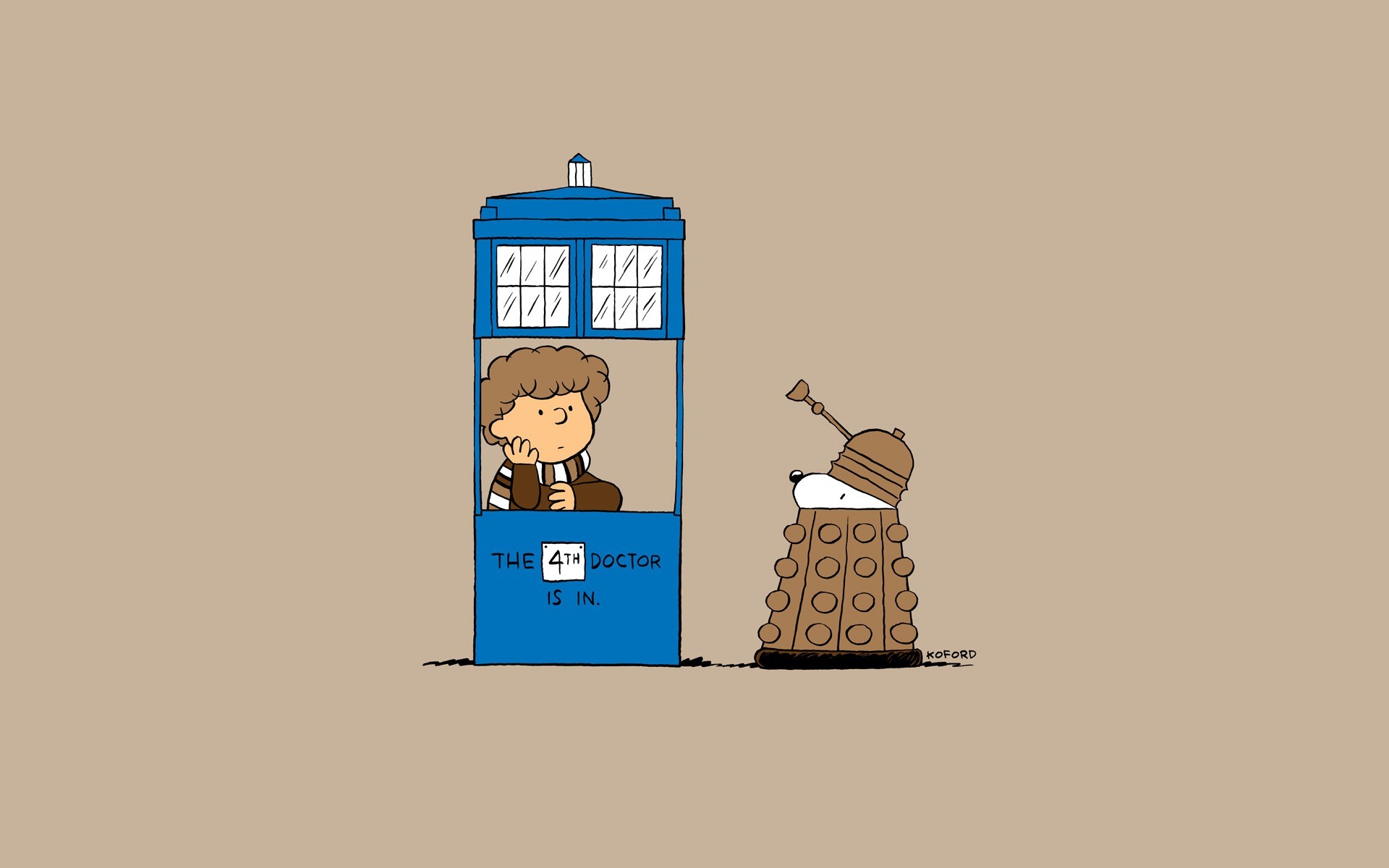 General 1920x1200 science fiction Doctor Who TARDIS Peanuts (comic) crossover TV series simple background humor
