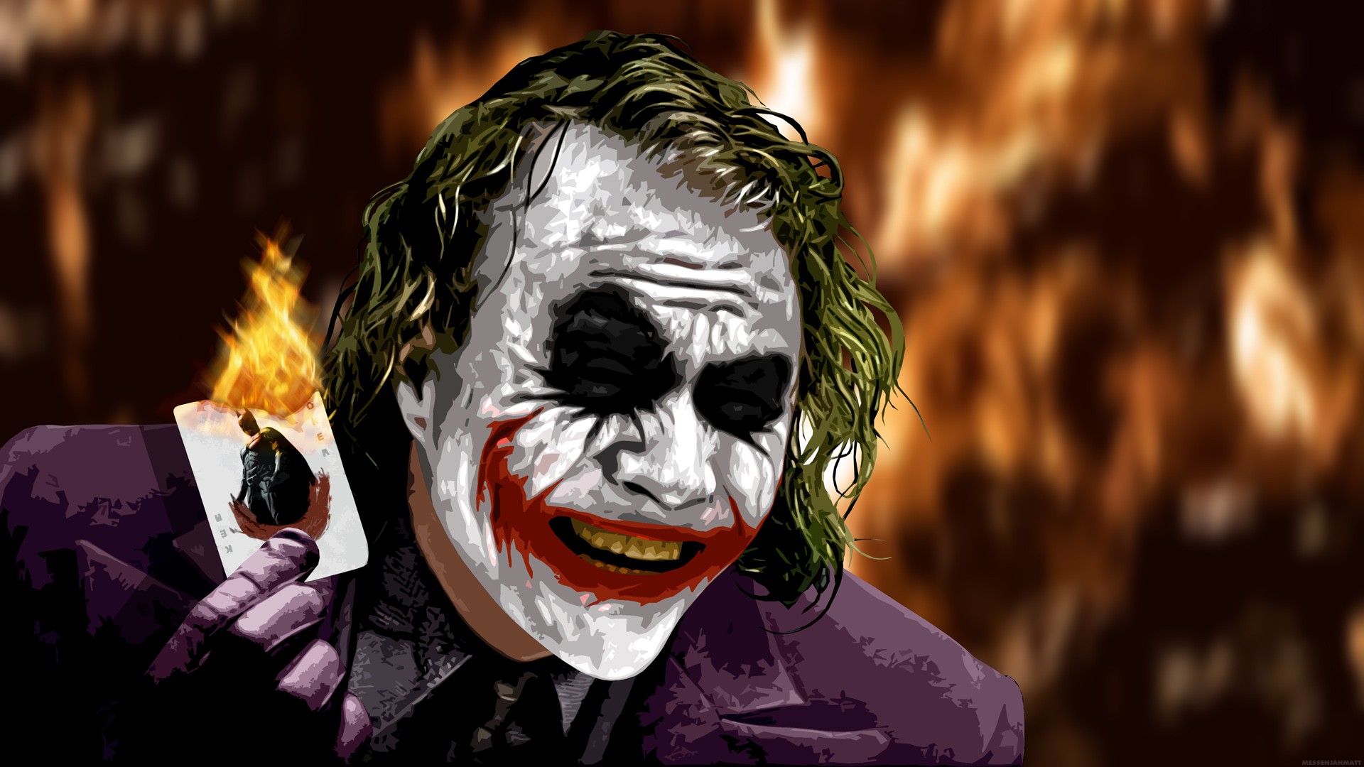 General 1920x1080 Joker MessenjahMatt cards fire The Dark Knight Batman movies deceased Heath Ledger actor DC Comics Christopher Nolan