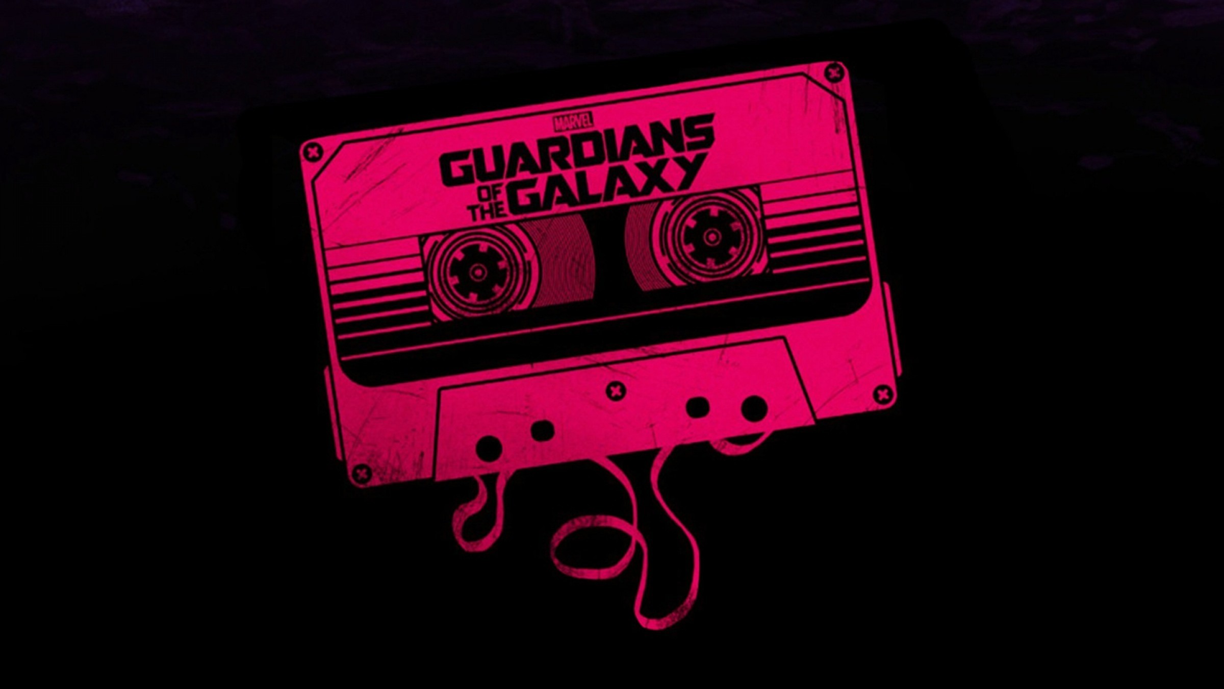 General 2400x1350 Guardians of the Galaxy Star-Lord Gamora  Rocket Raccoon Groot Drax the Destroyer Marvel Cinematic Universe movies cassette simple background black background red Marvel Comics