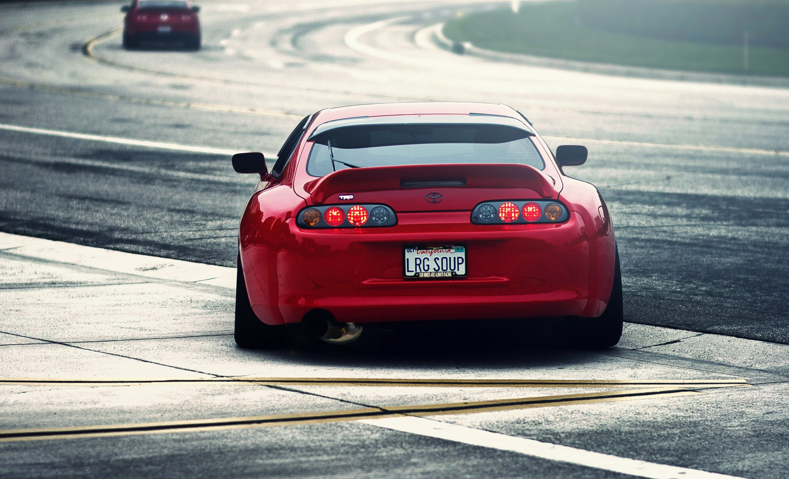 General 2560x1554 car Toyota Supra road Toyota vehicle red cars Japanese cars