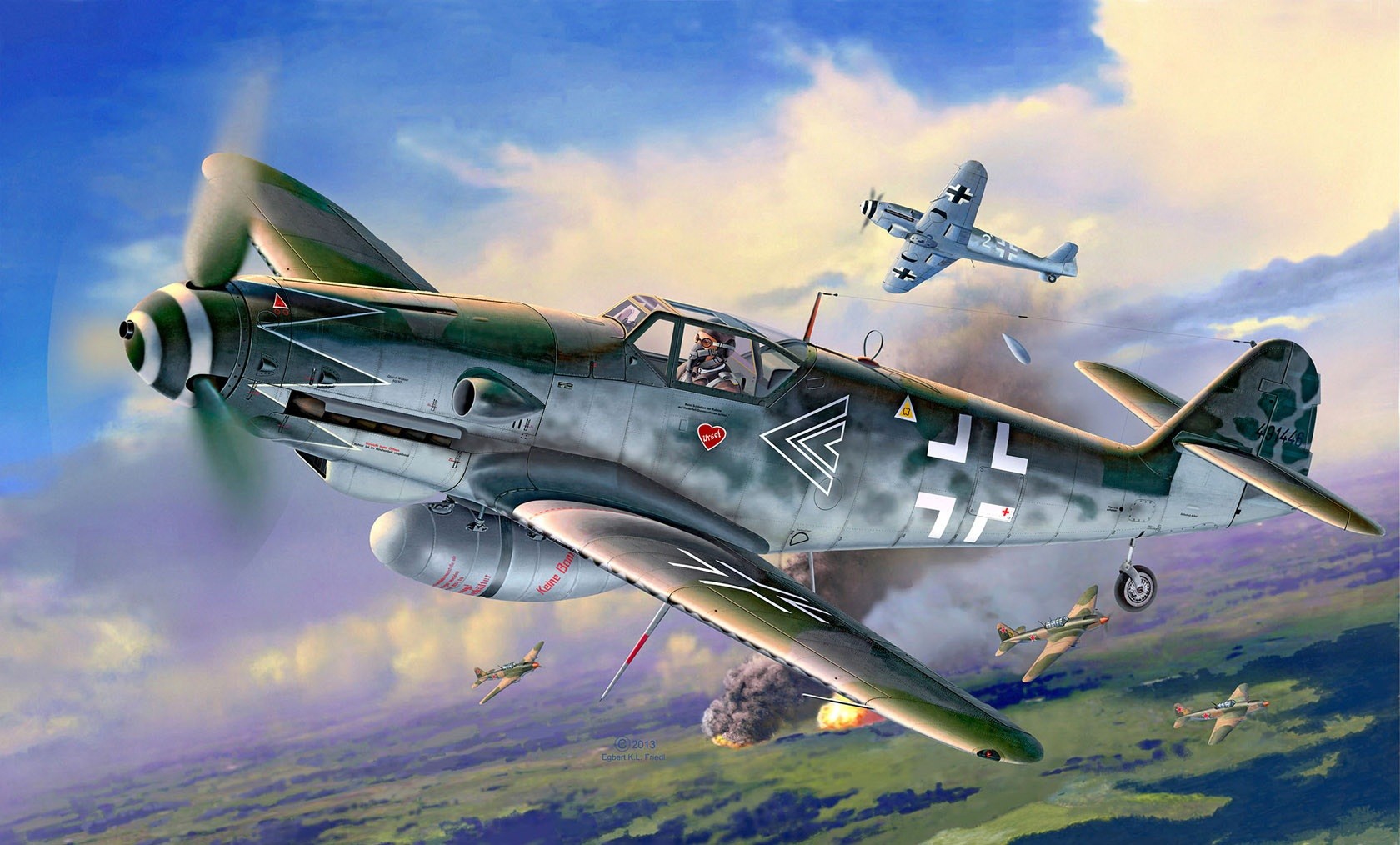 General 1680x1014 Messerschmitt Messerschmitt Bf 109 Luftwaffe artwork military aircraft World War II Germany vehicle aircraft