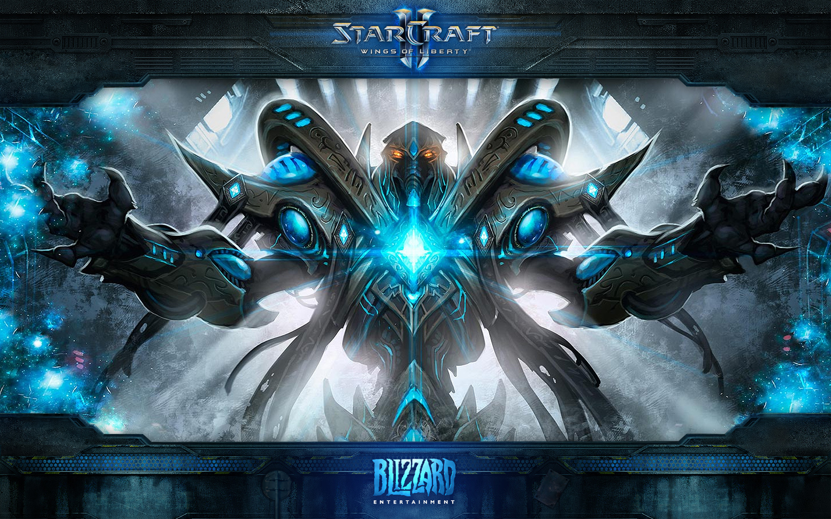 General 1680x1050 Starcraft II Protoss video games Blizzard Entertainment 2010 (Year) blue PC gaming