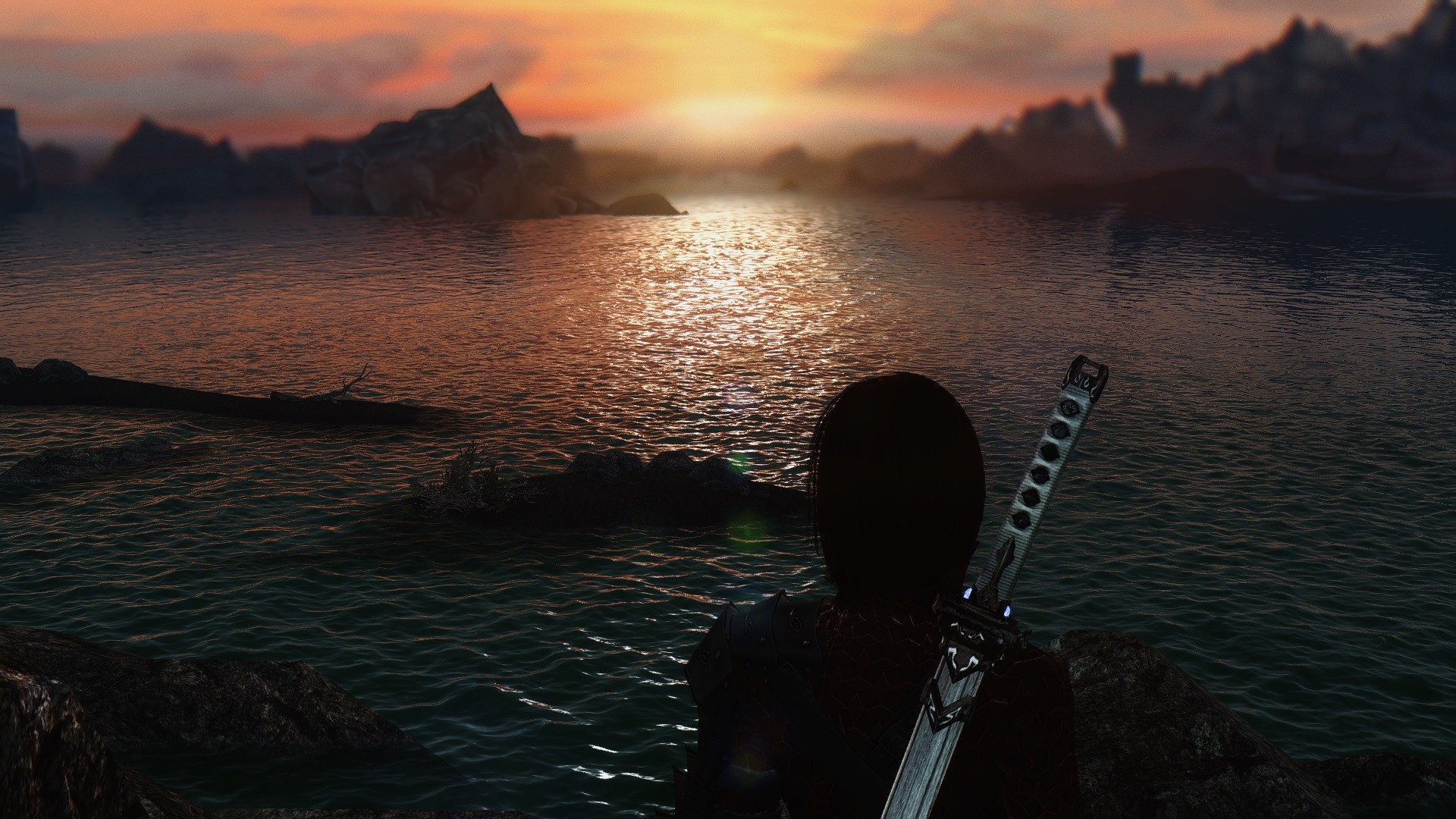 General 1920x1080 The Elder Scrolls V: Skyrim women landscape sunset PC gaming video games screen shot RPG
