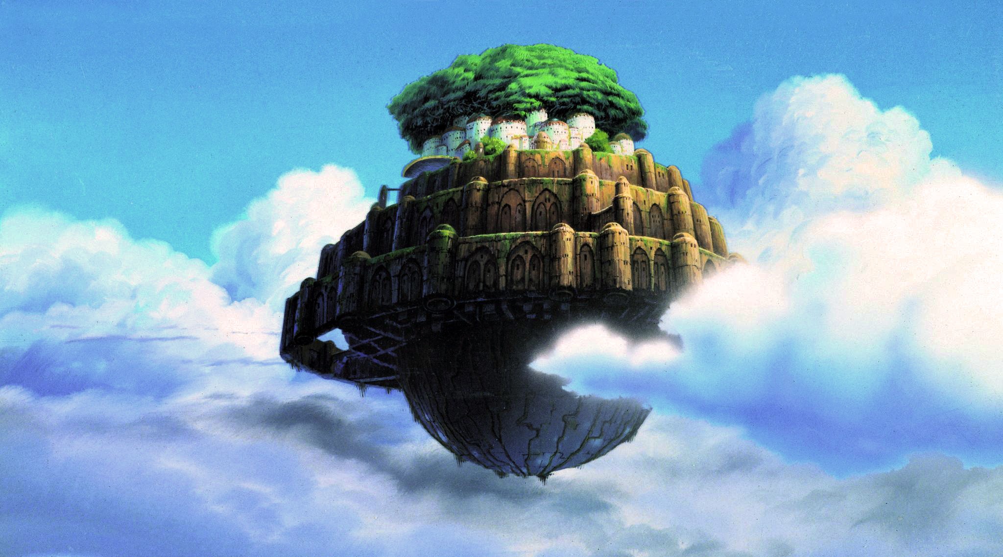 General 2048x1138 Hayao Miyazaki Castle in the Sky anime castle sky clouds fantasy art