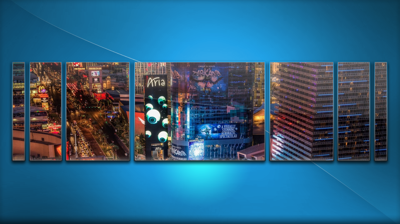 General 1366x768 blue collage cityscape Las Vegas digital art USA