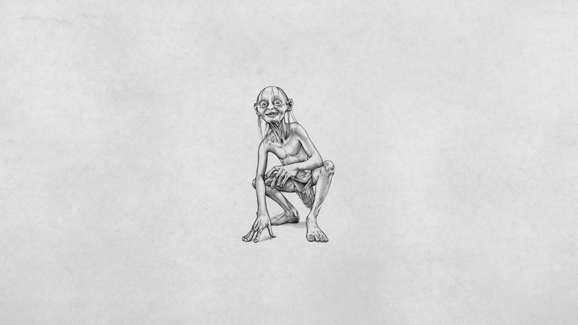 General 1920x1080 Gollum The Lord of the Rings fantasy art movies artwork creature minimalism simple background white background