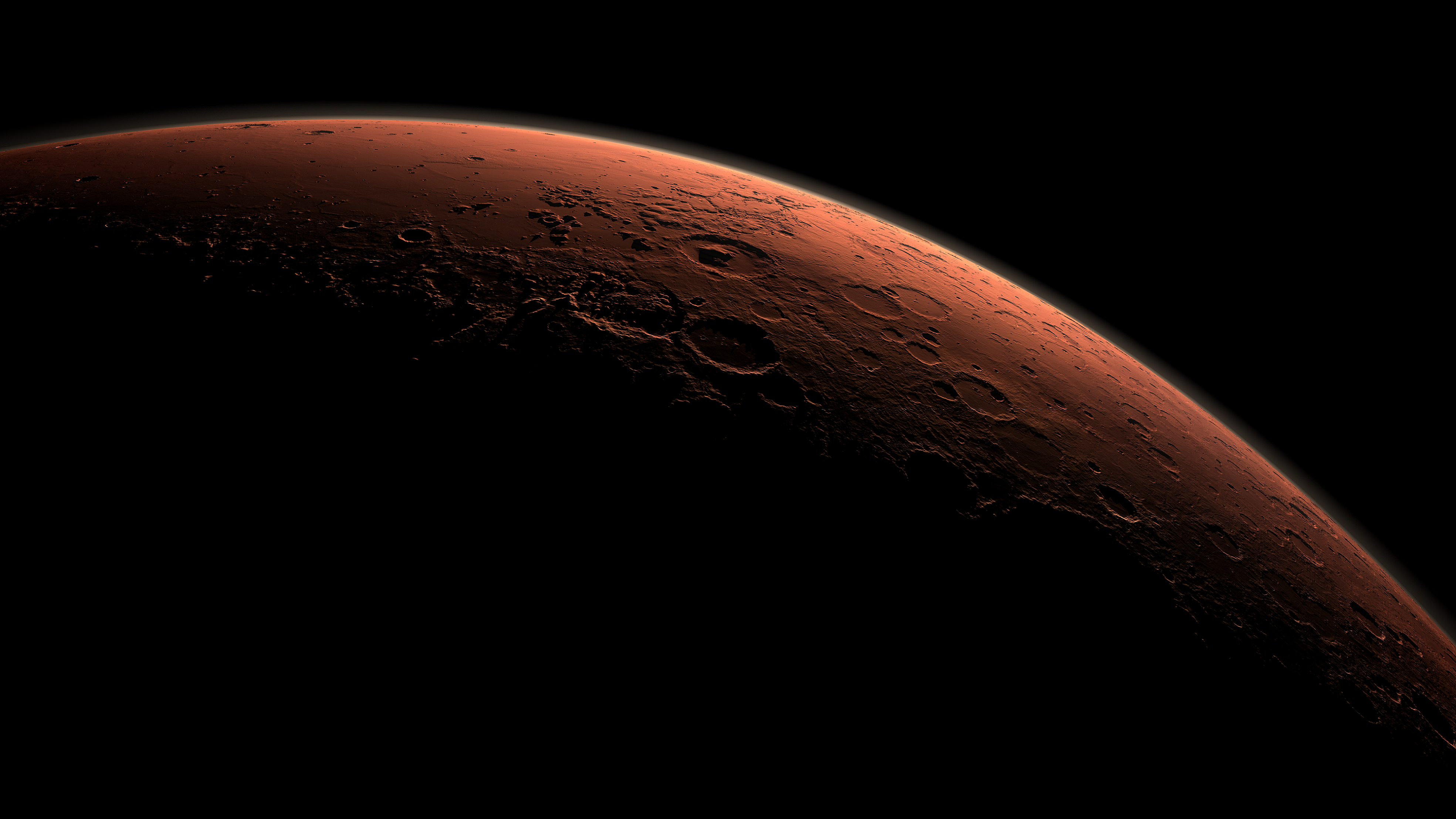 General 3938x2216 space planet Mars crater Solar System space art digital art