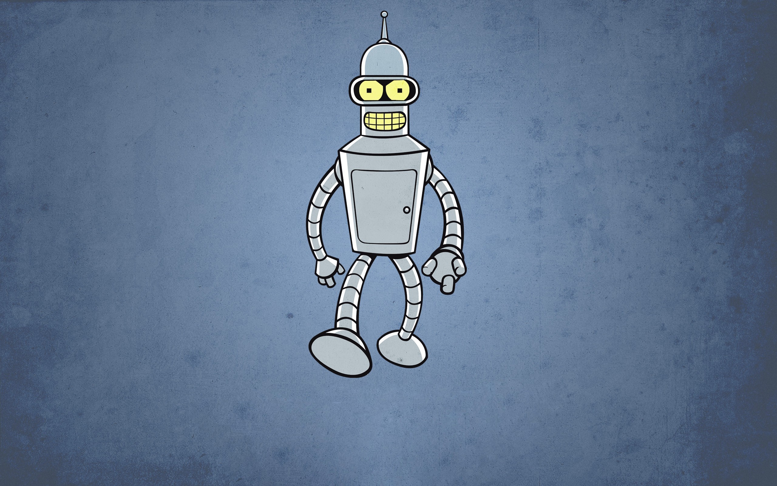 General 2560x1600 Bender robot minimalism TV series cartoon science fiction simple background blue background Futurama