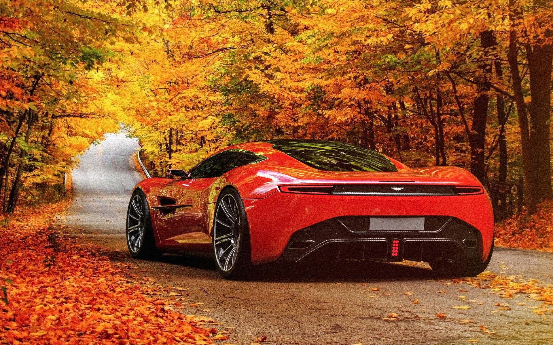 General 1920x1200 supercars car fall road red cars vehicle leaves