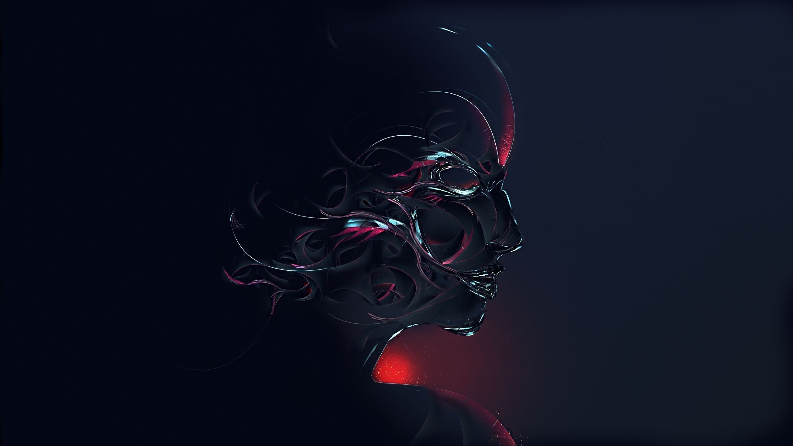 General 2560x1440 abstract face dark profile simple background digital art