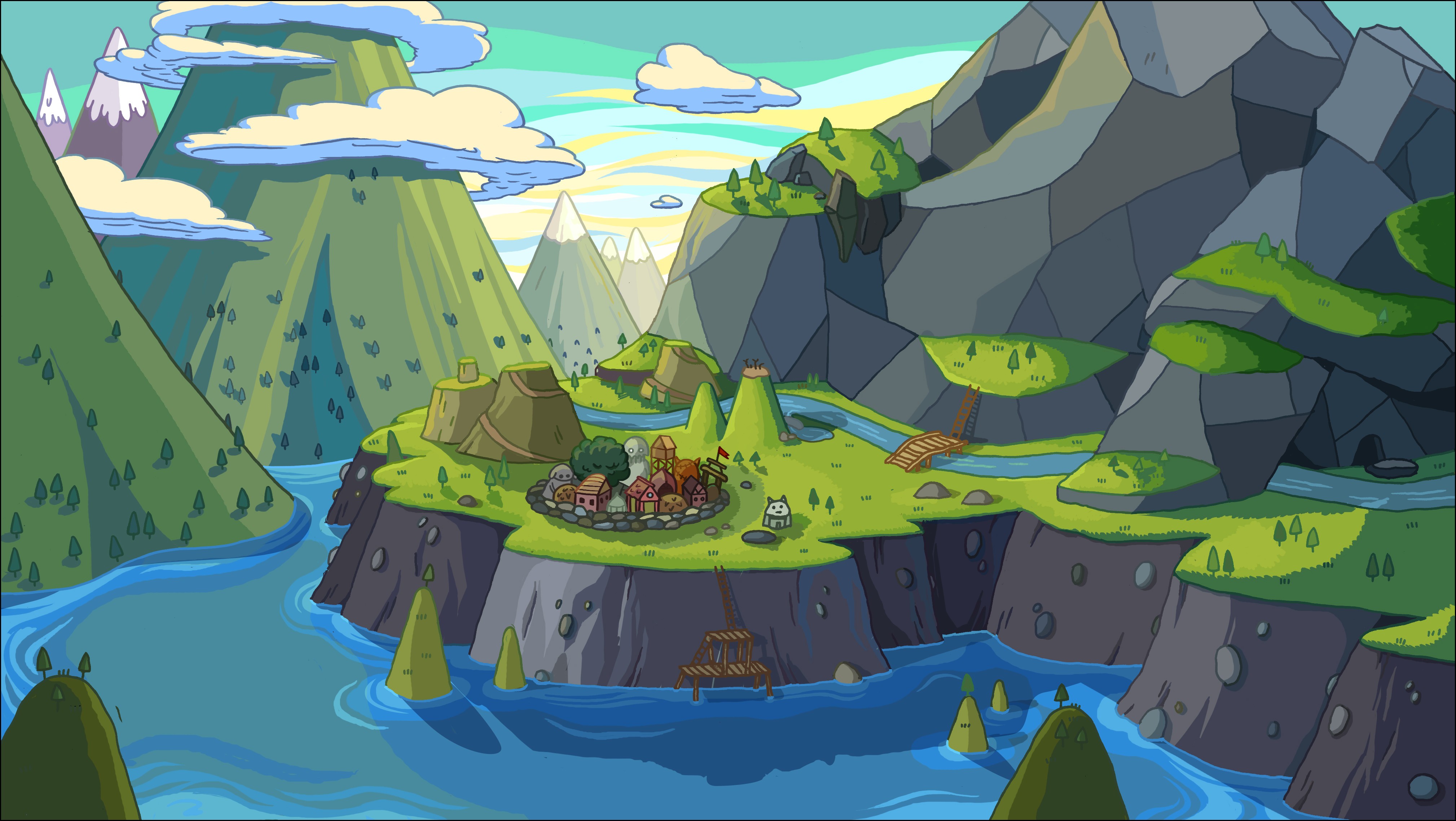 General 4037x2276 Adventure Time mountains fantasy art TV series cartoon