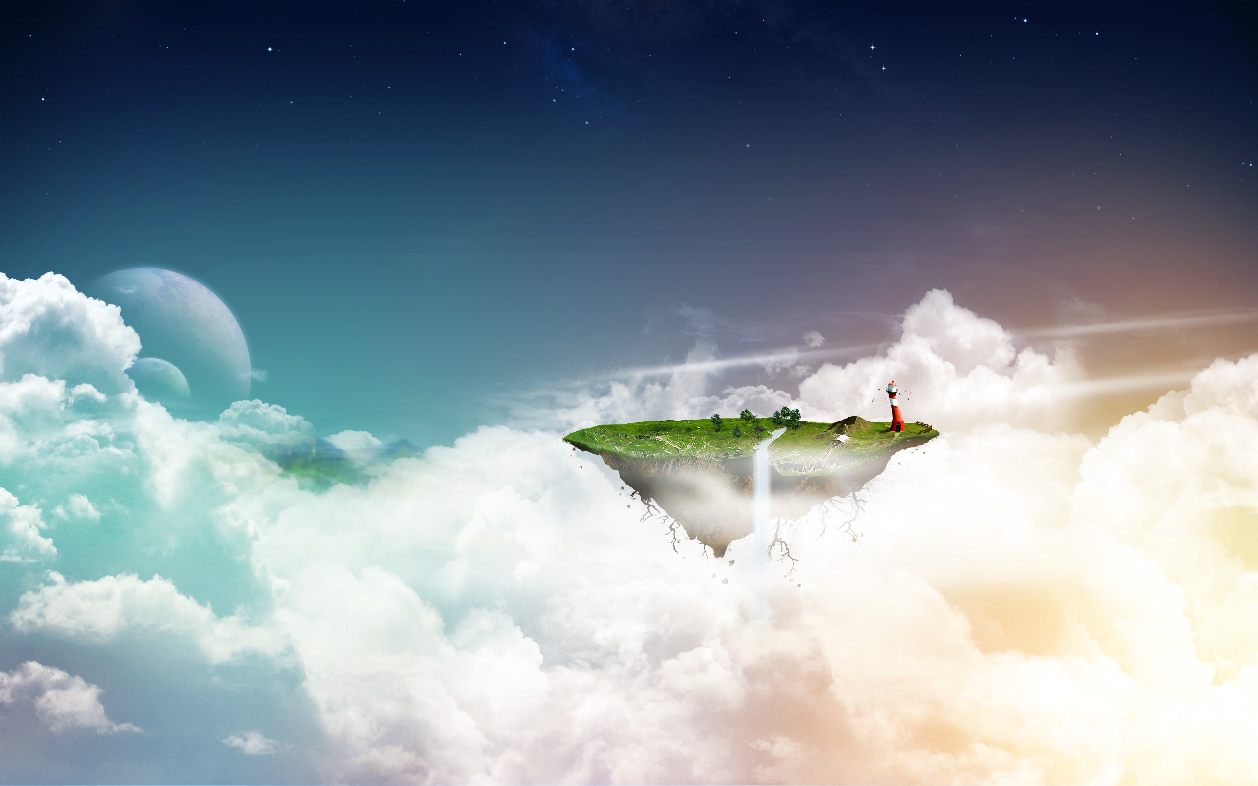 Nature space. Остров в небе. Полет в облаках. Облако-остров. Летающий остров в облаках.