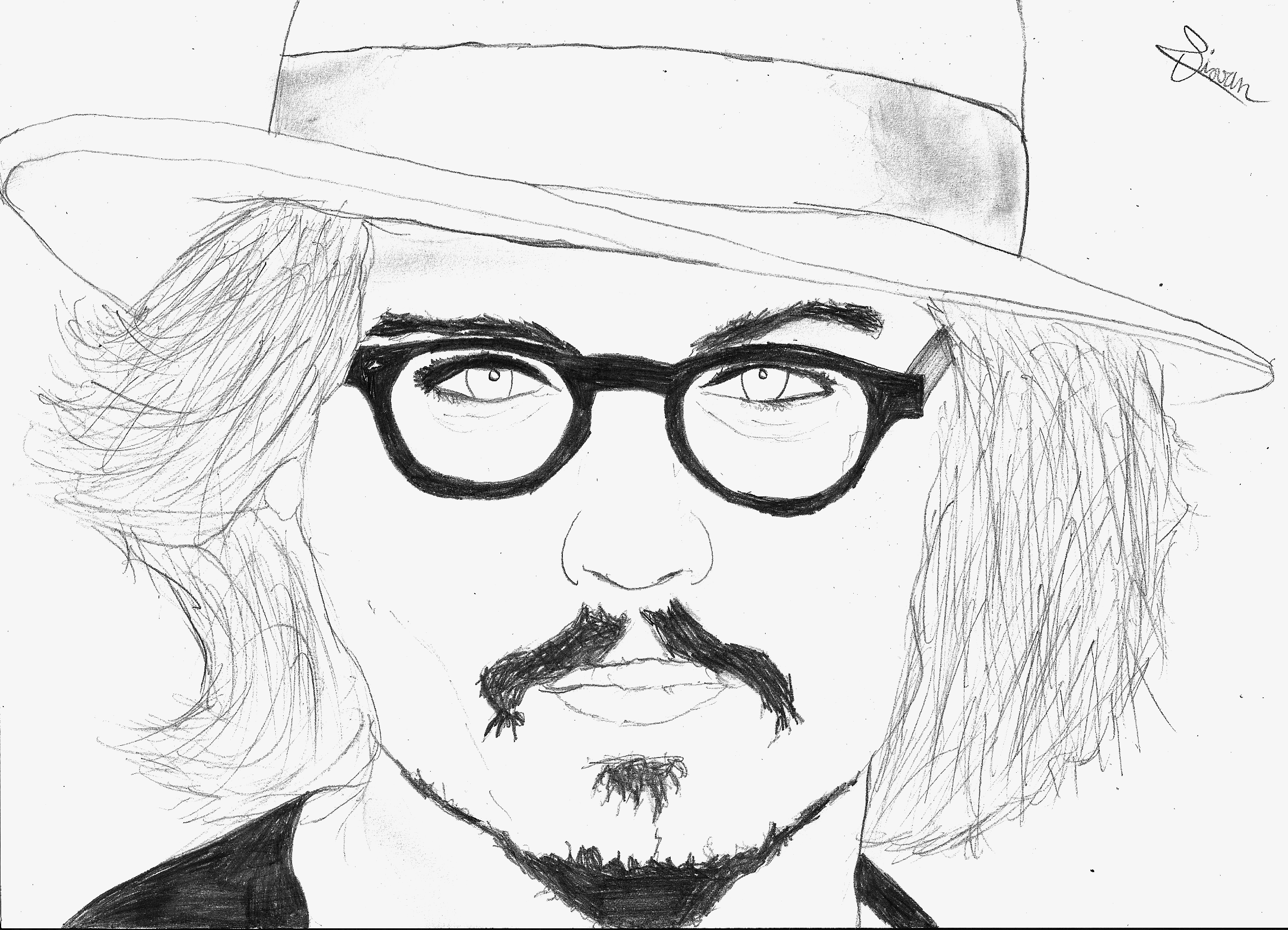 General 2293x1656 Johnny Depp artwork drawing men actor portrait