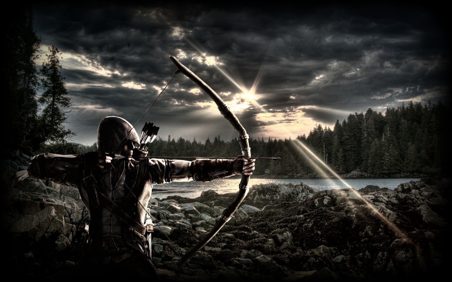 General 1920x1200 bow Assassin's Creed III video games archer video game art sky arrows PC gaming fantasy art artwork