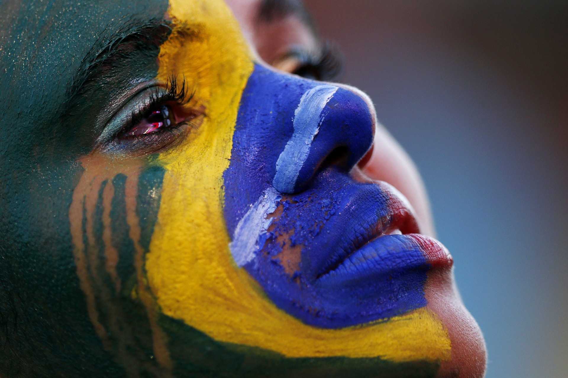 People 1920x1279 soccer girls face paint Brazil face flag women closeup Brazilian women