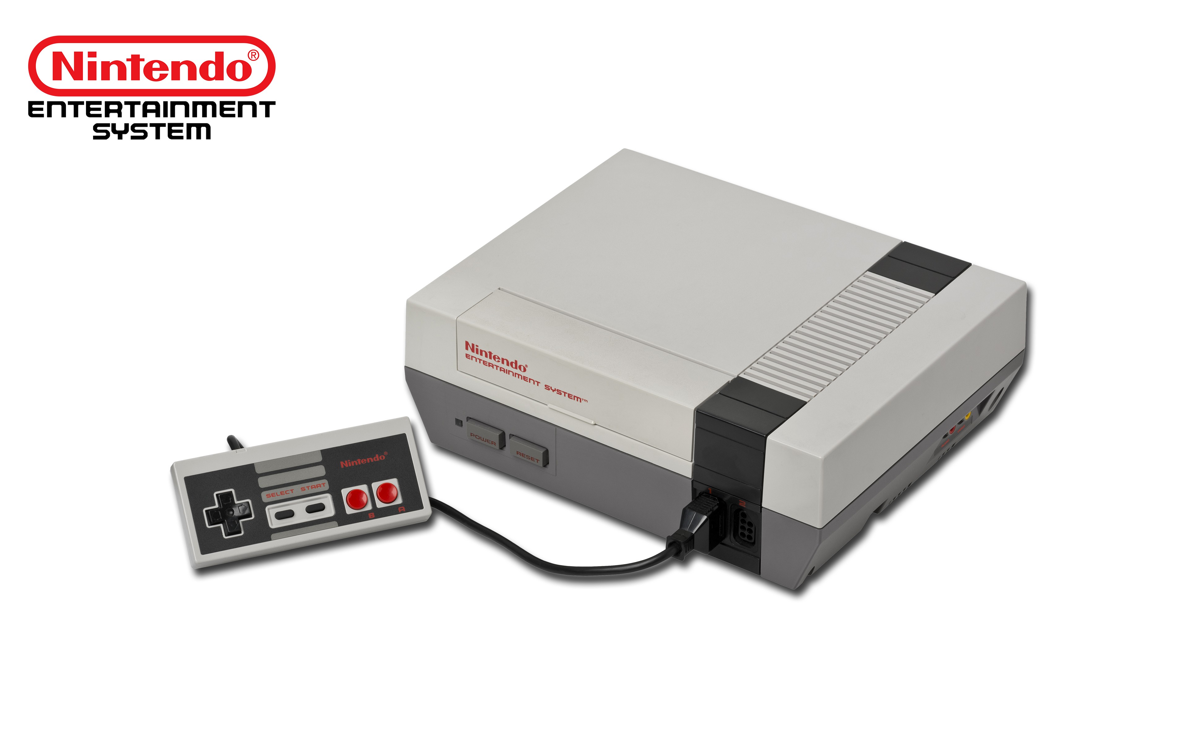 General 3840x2400 Nintendo Entertainment System consoles video games simple background retro games retro console white background Nintendo controllers