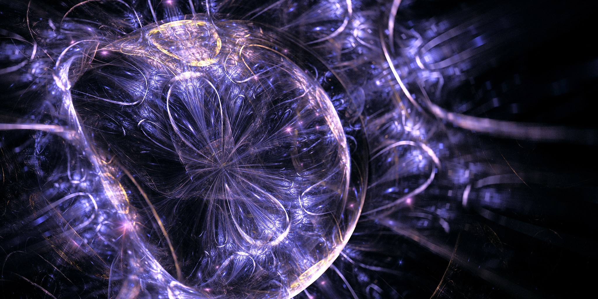 General 2048x1024 fractal Apophysis digital art CGI gold abstract sphere violet