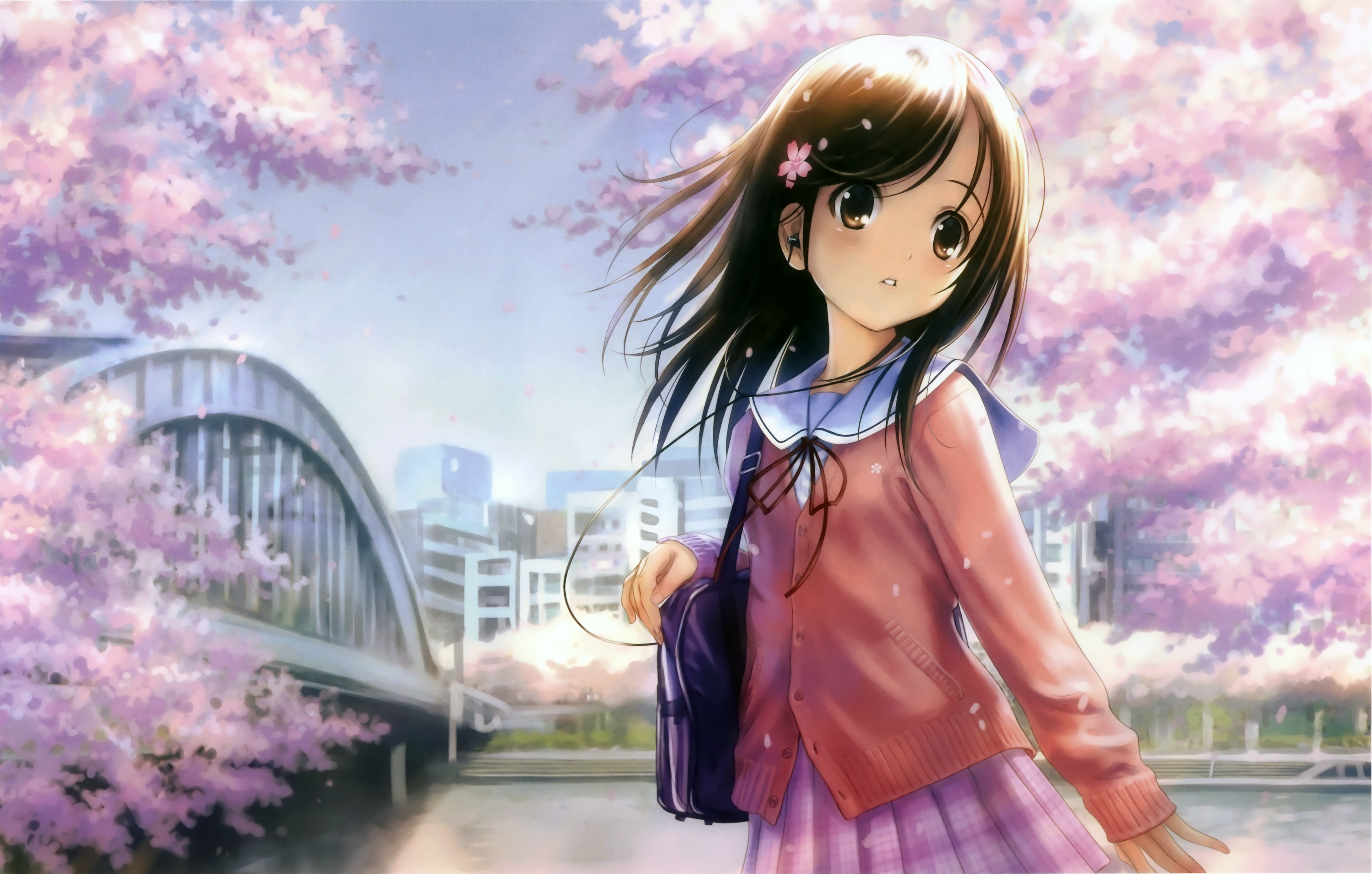 Anime 3500x2230 anime anime girls school uniform cherry blossom GotoP