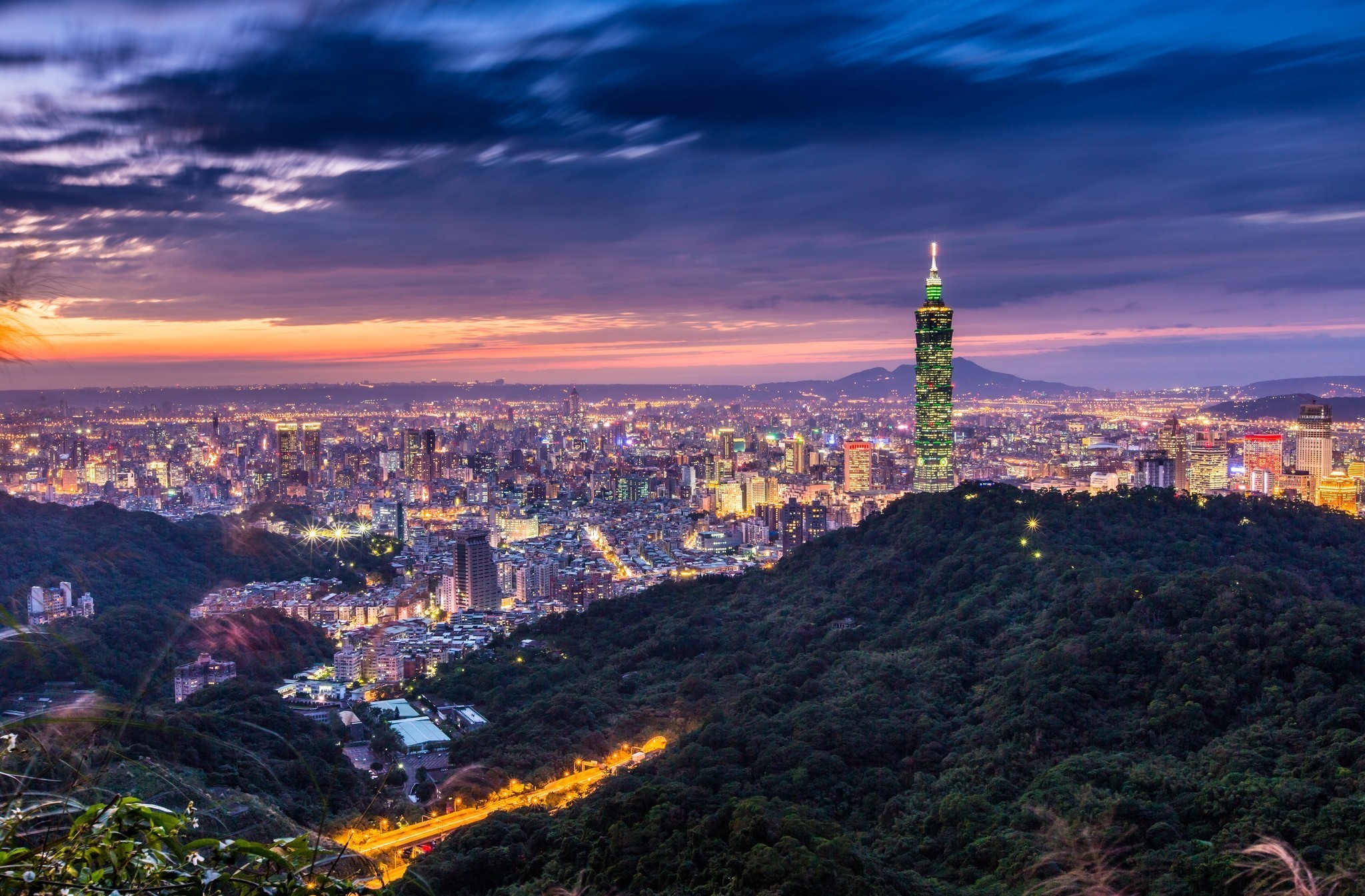 General 2048x1345 city cityscape Taipei 101 building lights HDR Asia city lights