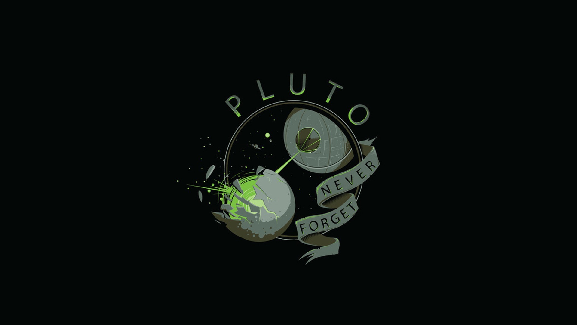 General 1920x1080 Pluto space science fiction dark humor humor planet minimalism simple background Star Wars Death Star