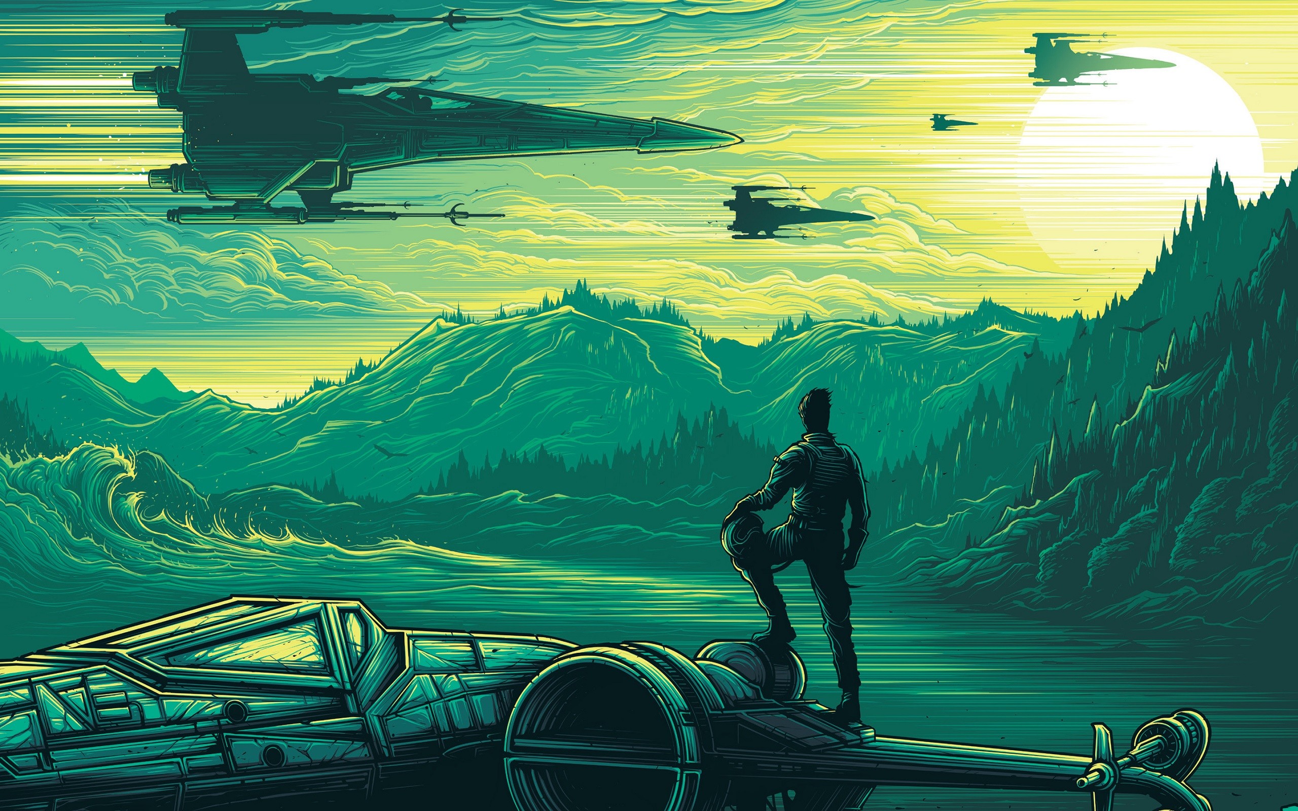 General 2560x1600 Star Wars Star Wars: The Force Awakens artwork X-wing Dan Mumford science fiction movies Star Wars Ships vehicle digital art