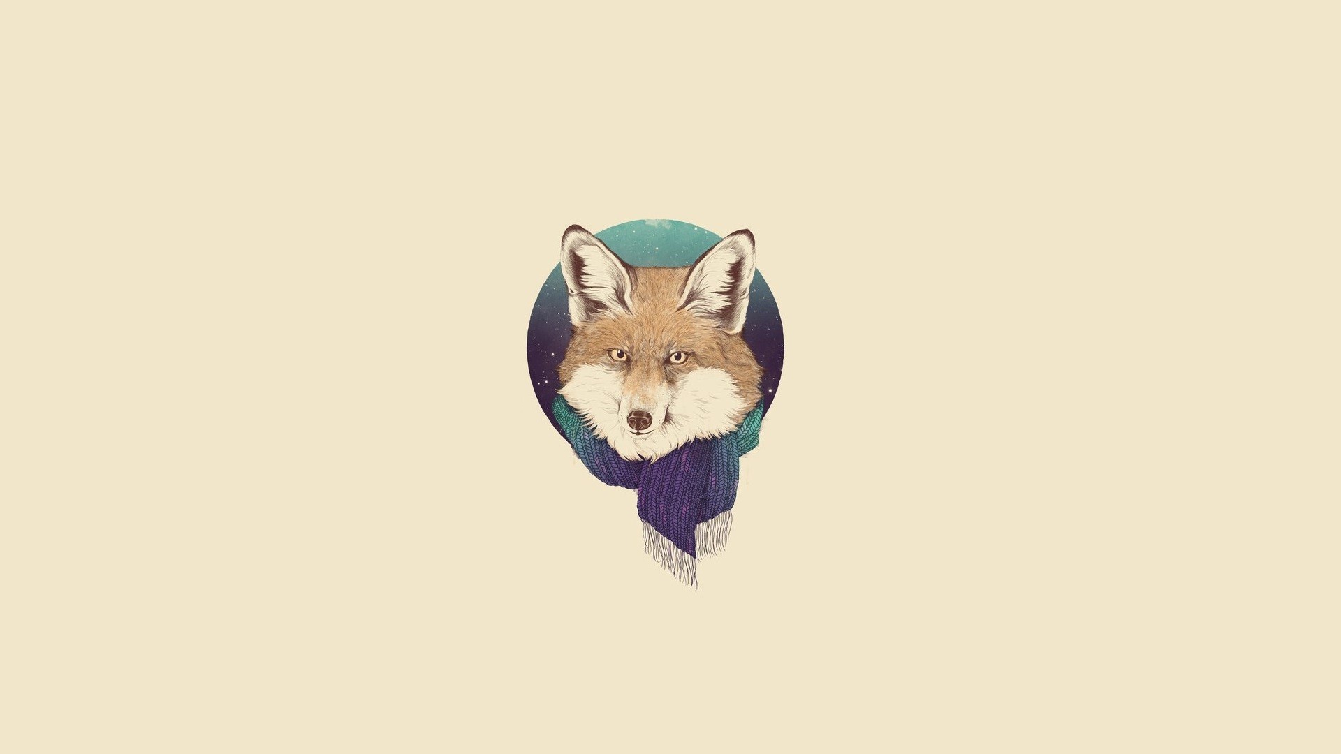 General 1920x1080 fox minimalism animals simple background artwork beige background mammals scarf