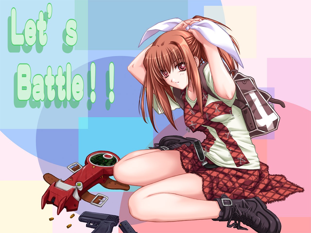 Anime 1280x960 MinDeaD BlooD Sakaki Yuuka anime girls anime gun weapon girls with guns boots