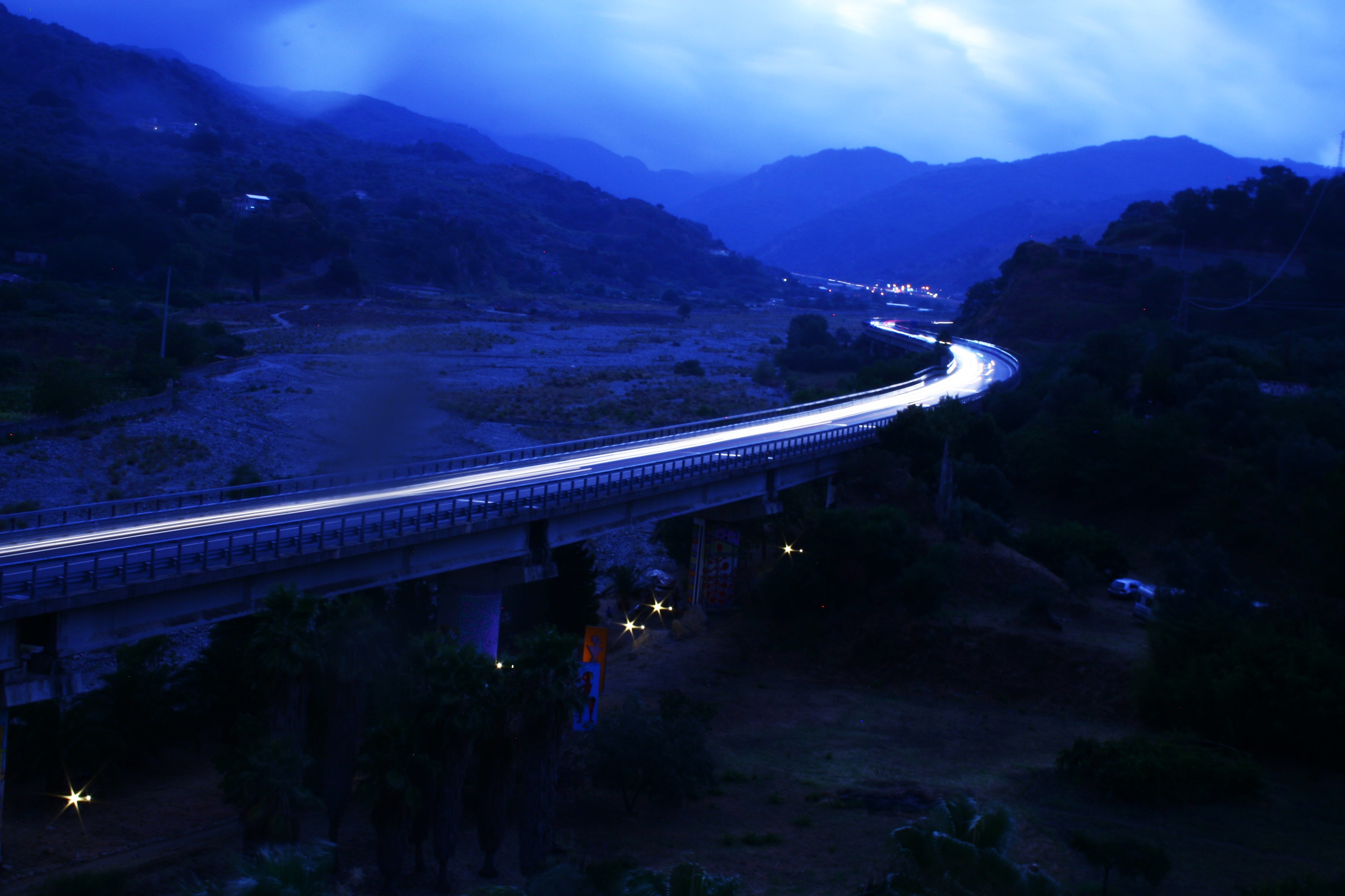 General 3456x2304 road Italy lights long exposure blue