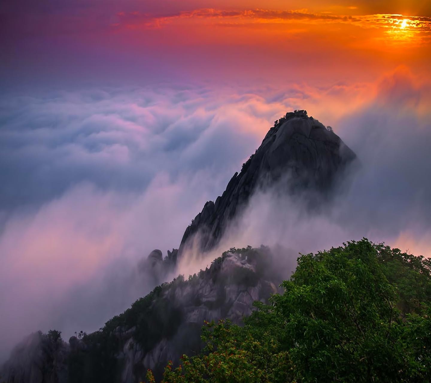 General 1440x1280 mountains national park South Korea clouds sunset skyscape nature Asia sunlight sky