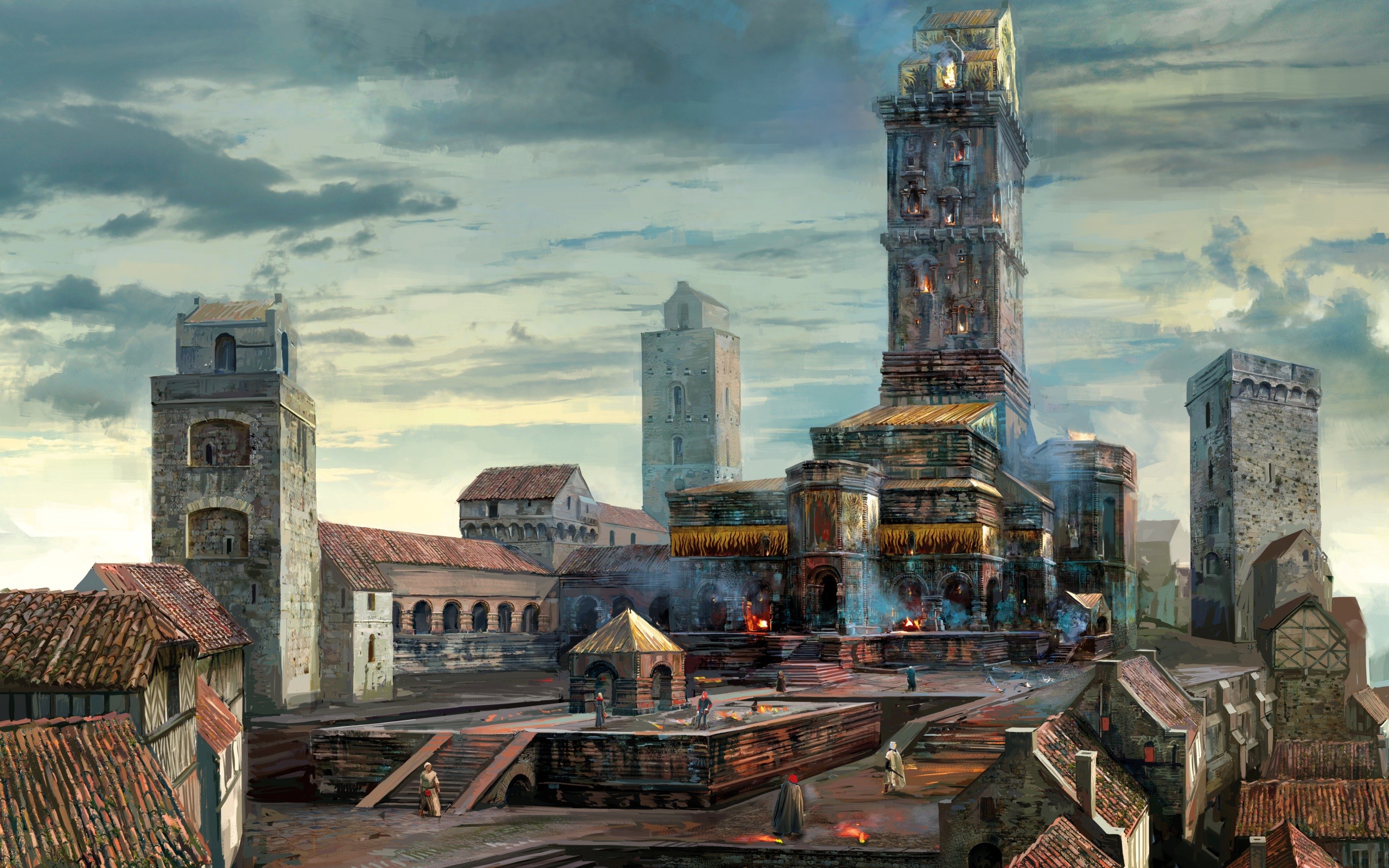 General 2560x1600 video games The Witcher 3: Wild Hunt concept art CD Projekt RED Novigrad RPG fantasy art video game art fantasy city