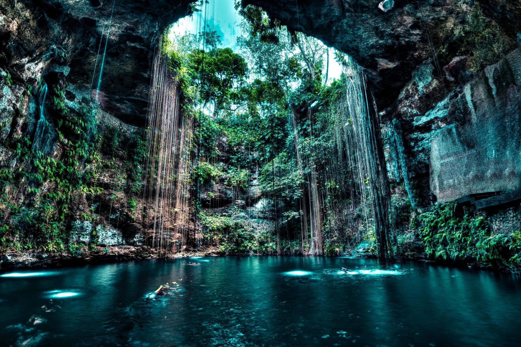 General 2048x1367 nature landscape cenotes cave lake rocks water trees