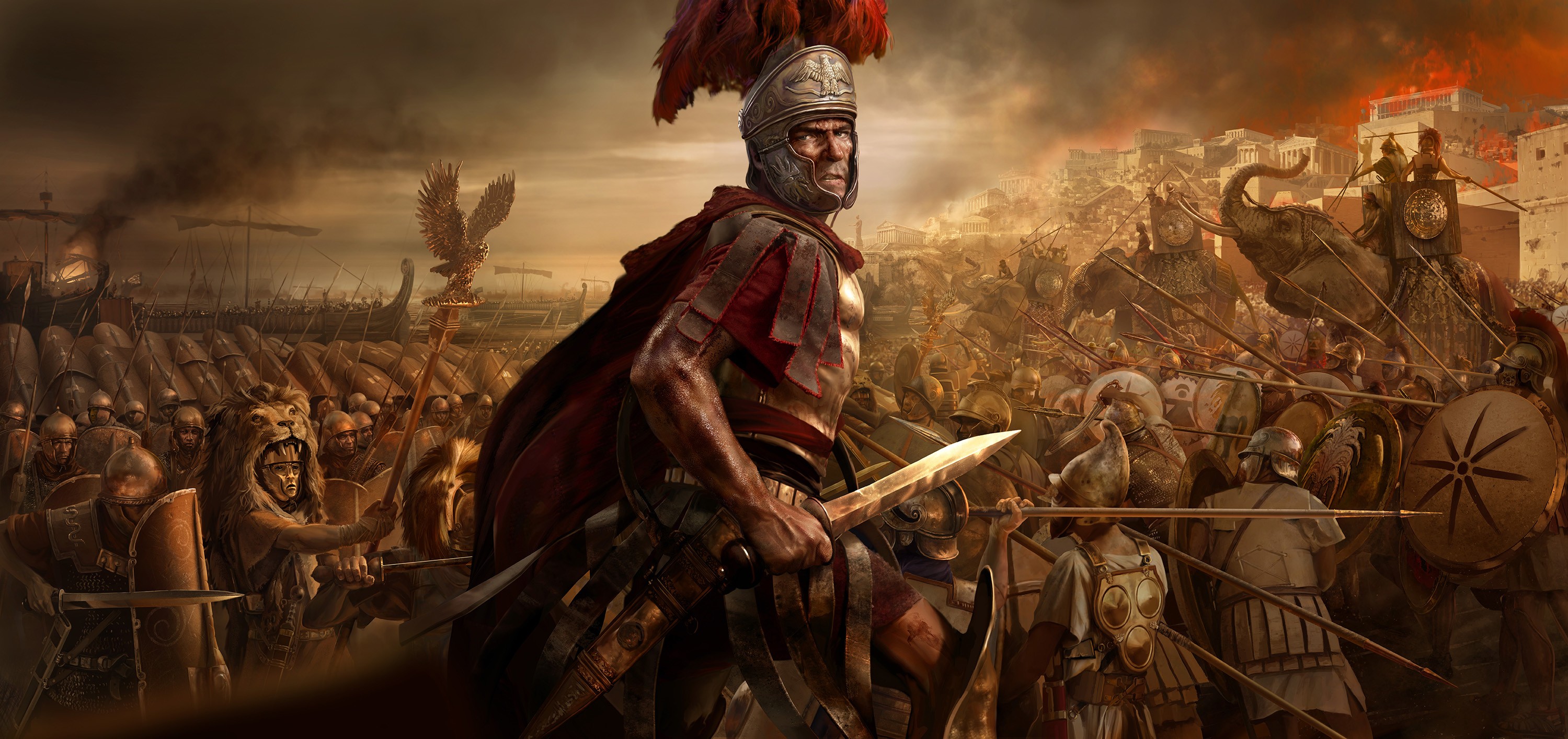 General 2999x1414 Rome: Total War PC gaming video games video game art Rome soldier battle war sword video game men Ancient Rome