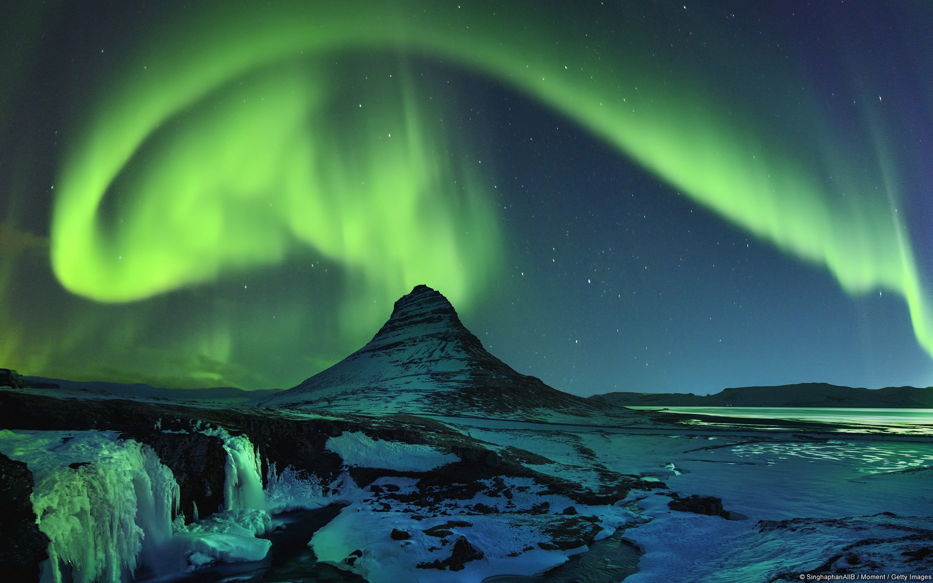 General 1920x1200 mountains river nature landscape aurorae nordic landscapes low light Iceland Kirkjufell watermarked