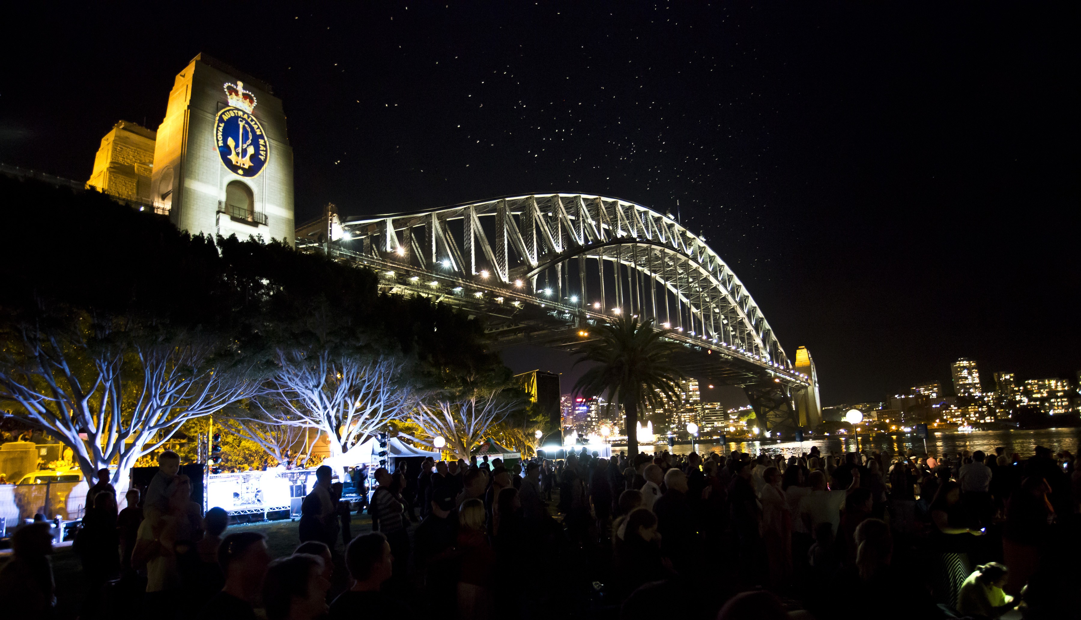 General 3600x2066 night bridge Sydney Australia people