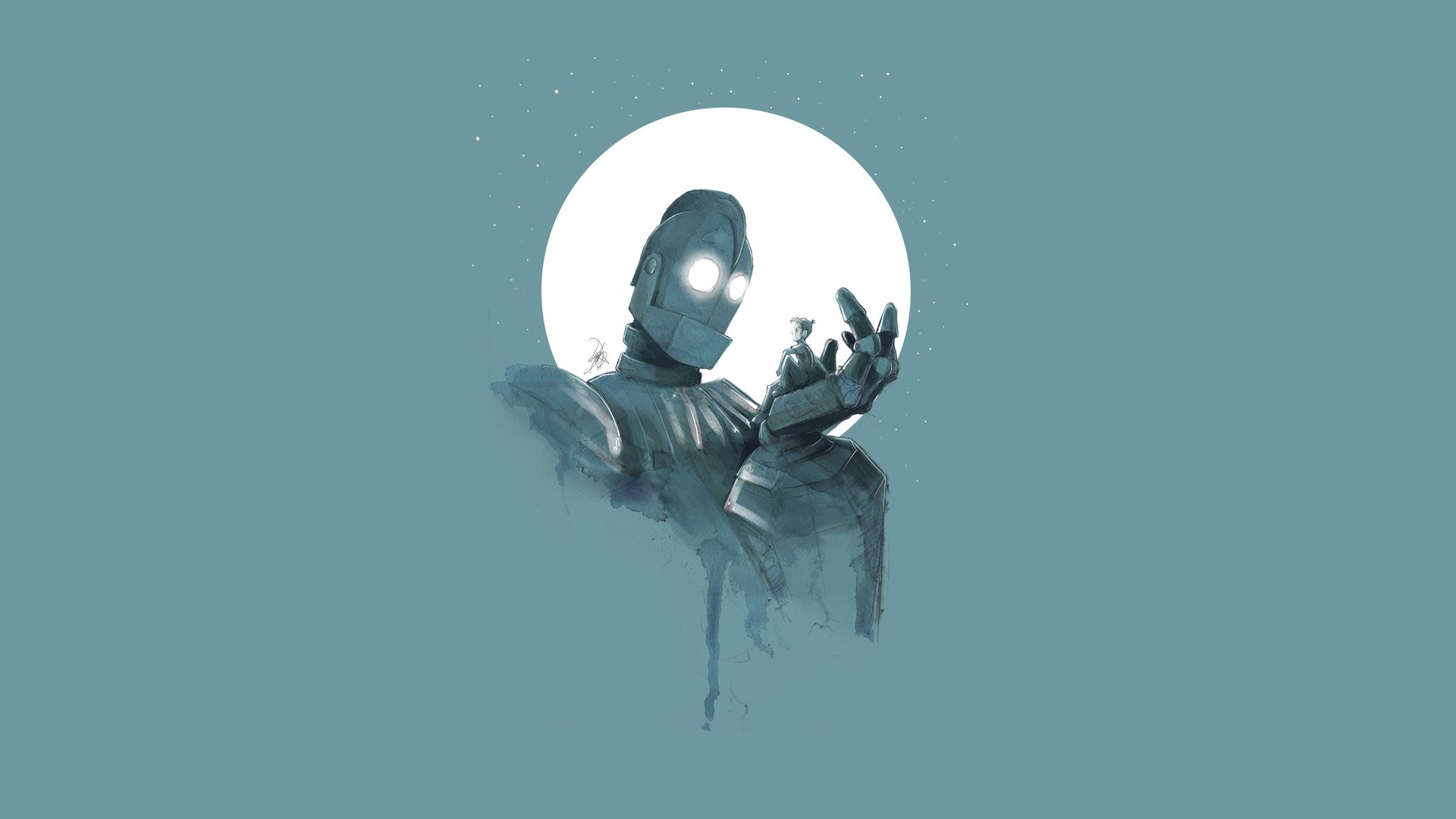 General 1920x1080 minimalism movies Moon robot simple background The Iron Giant animated movies
