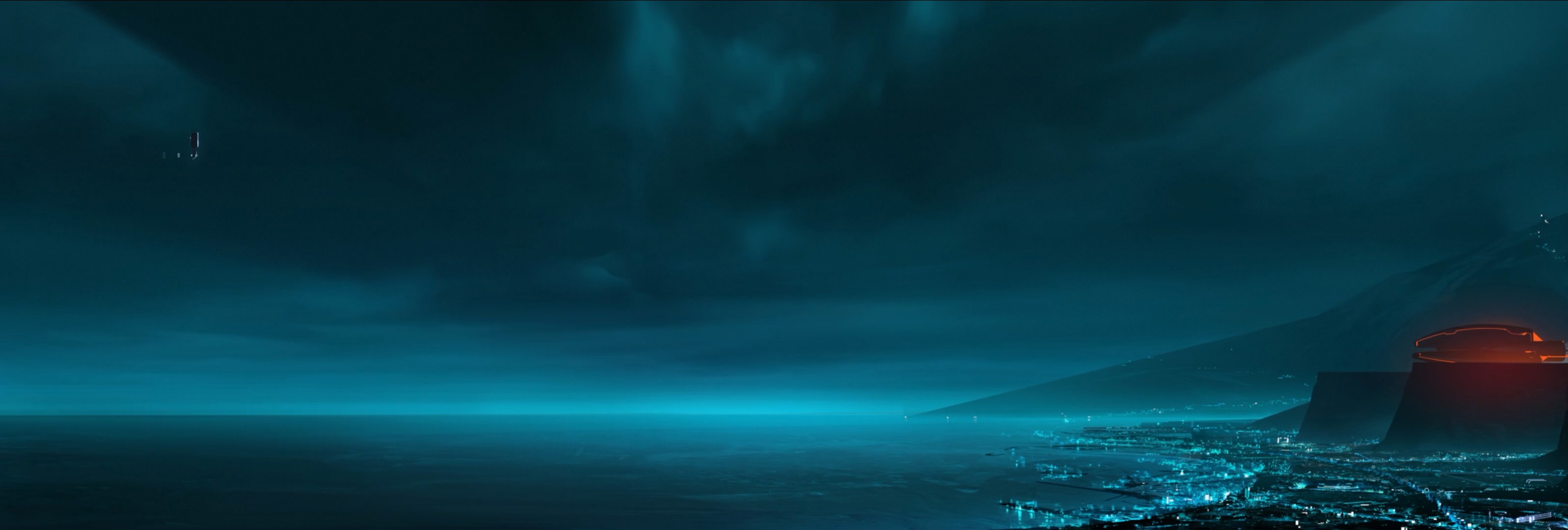 General 3195x1080 movies Tron: Legacy clouds water sky