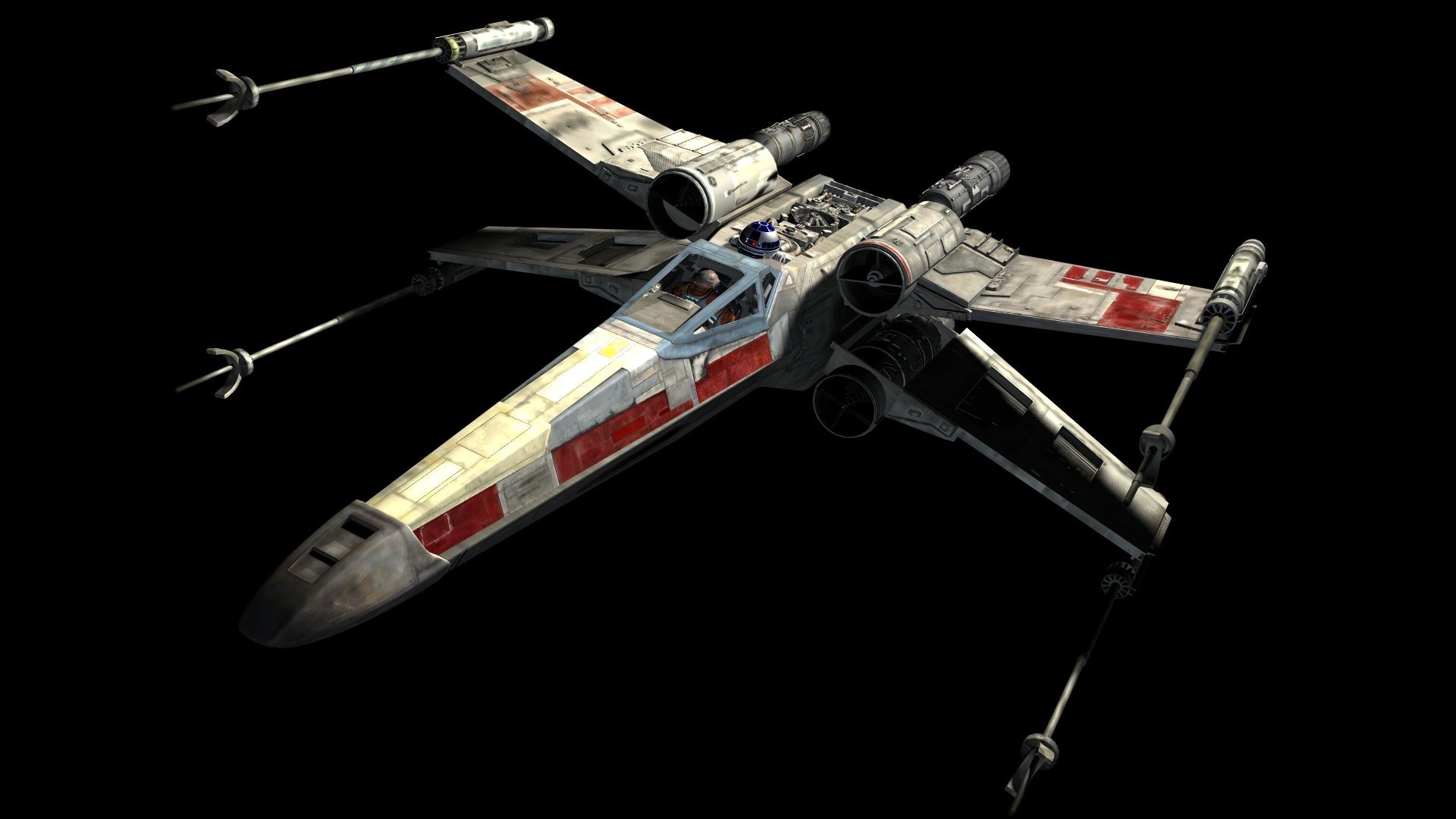 General 1920x1080 X-wing science fiction R2-D2 space movies black background digital art CGI simple background Star Wars Ships