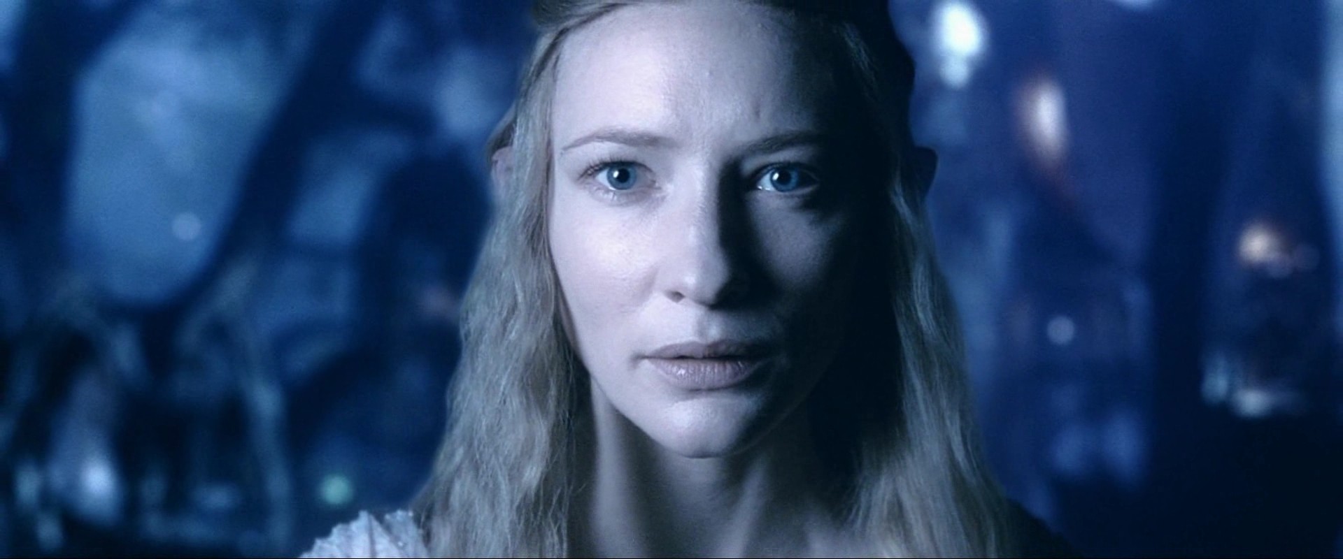 General 1920x800 The Lord of the Rings: The Fellowship of the Ring movies women Galadriel Cate Blanchett fantasy girl face blue eyes blonde film stills