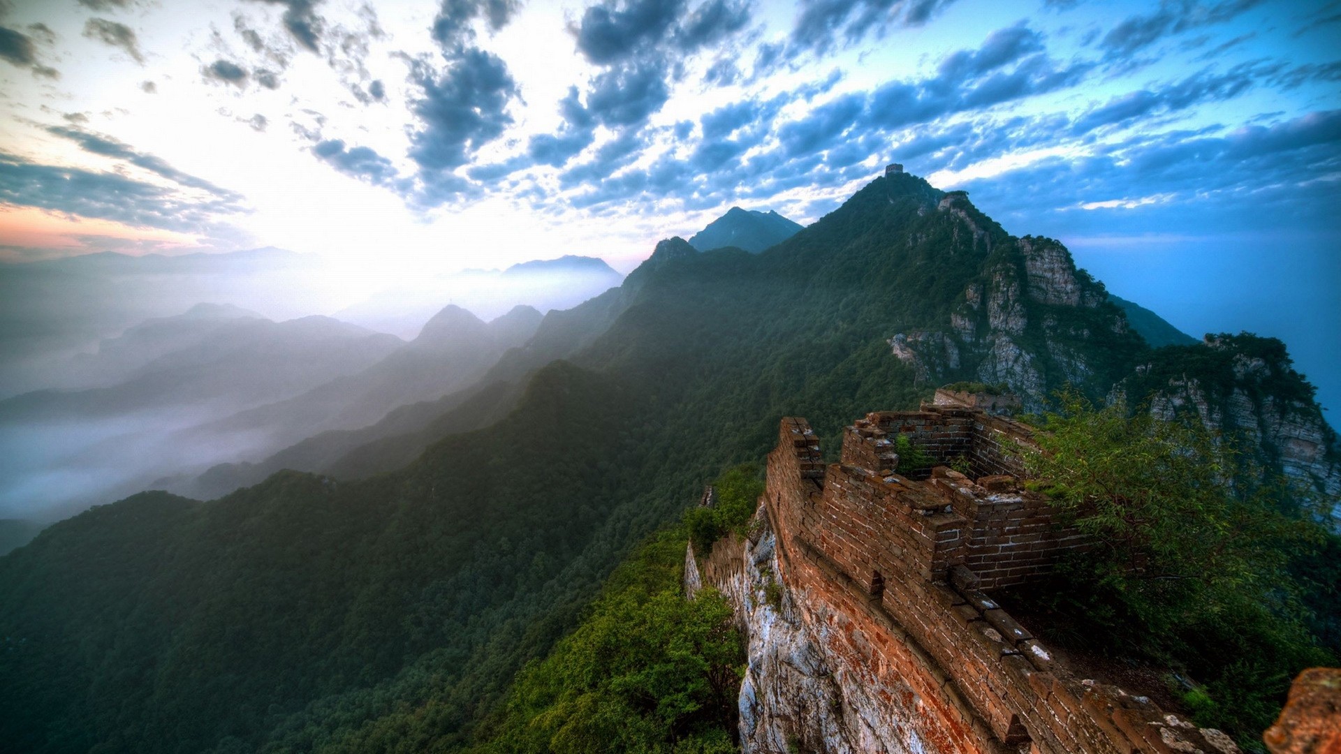 General 1920x1080 nature landscape mountains clouds China Asia Great Wall of China