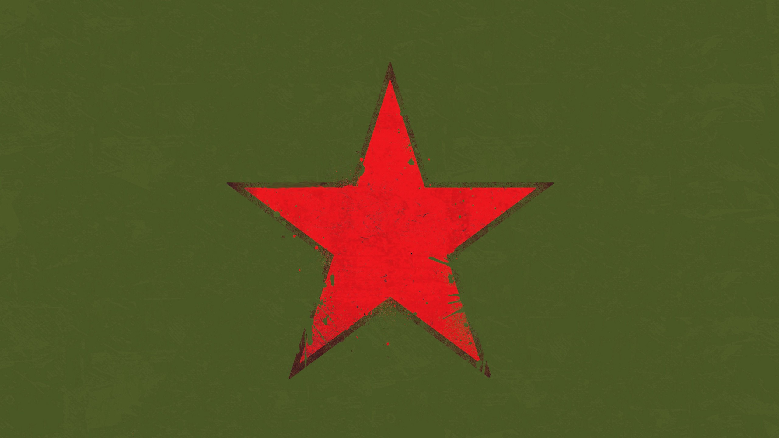 General 2560x1440 digital art CGI minimalism stars red star USSR army splashes green background military
