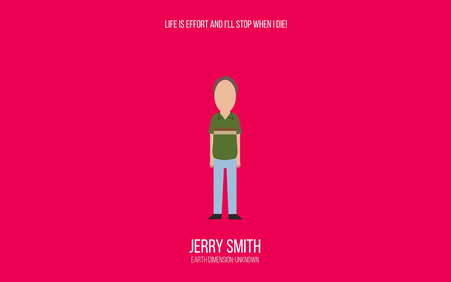General 1920x1200 Rick and Morty minimalism cartoon Jerry Smith TV series red background simple background