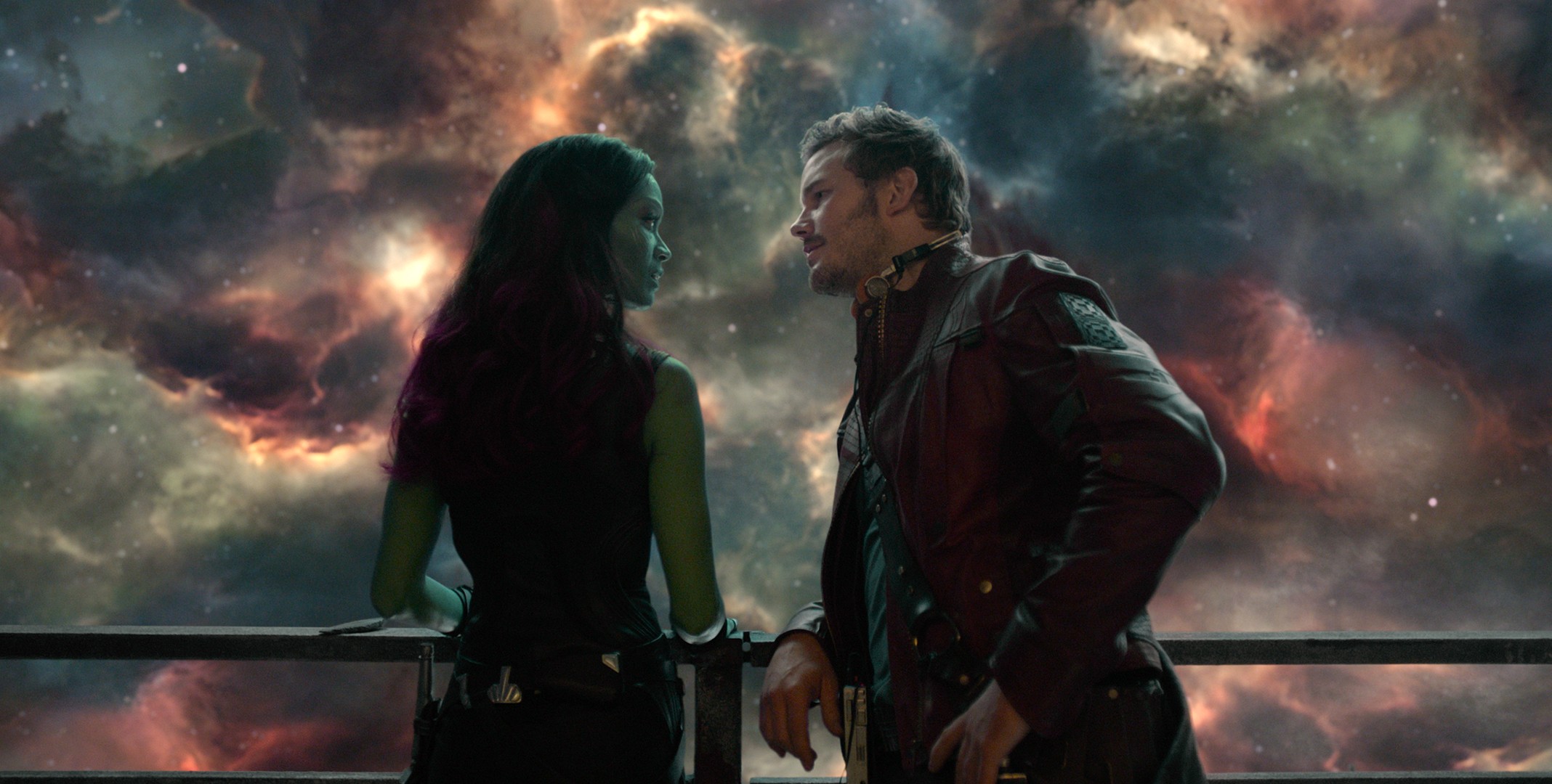 General 2136x1080 Guardians of the Galaxy Gamora  Star-Lord Zoe Saldana movies Marvel Cinematic Universe film stills