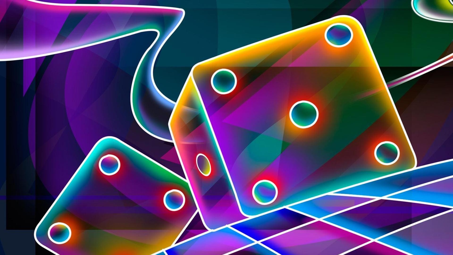 General 1920x1080 dice colorful digital art neon Linux